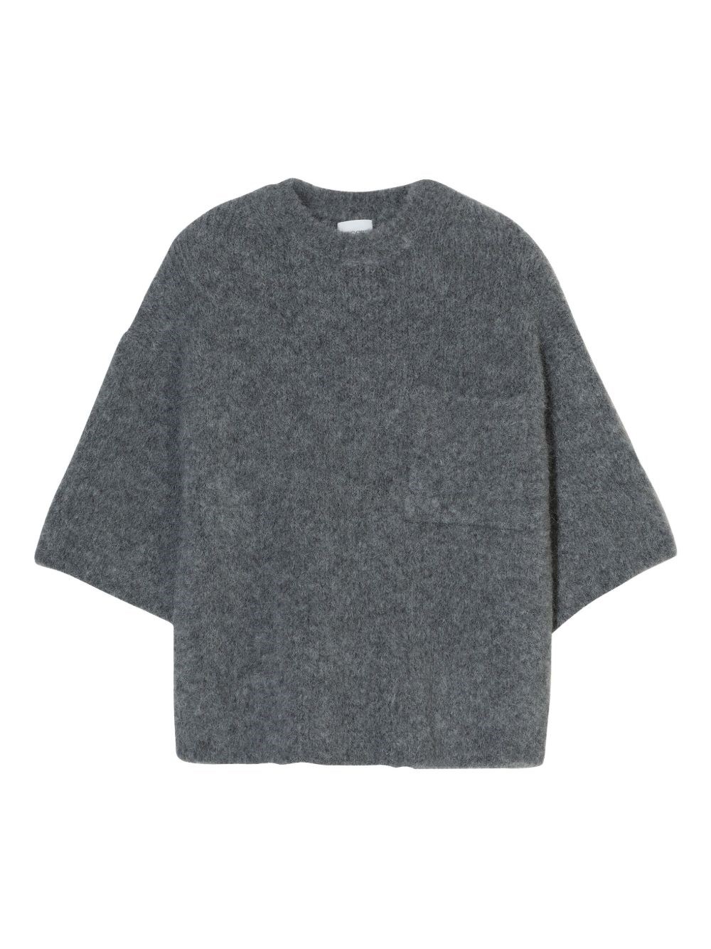 Closed Round-neck Knitted Sweater In Gray