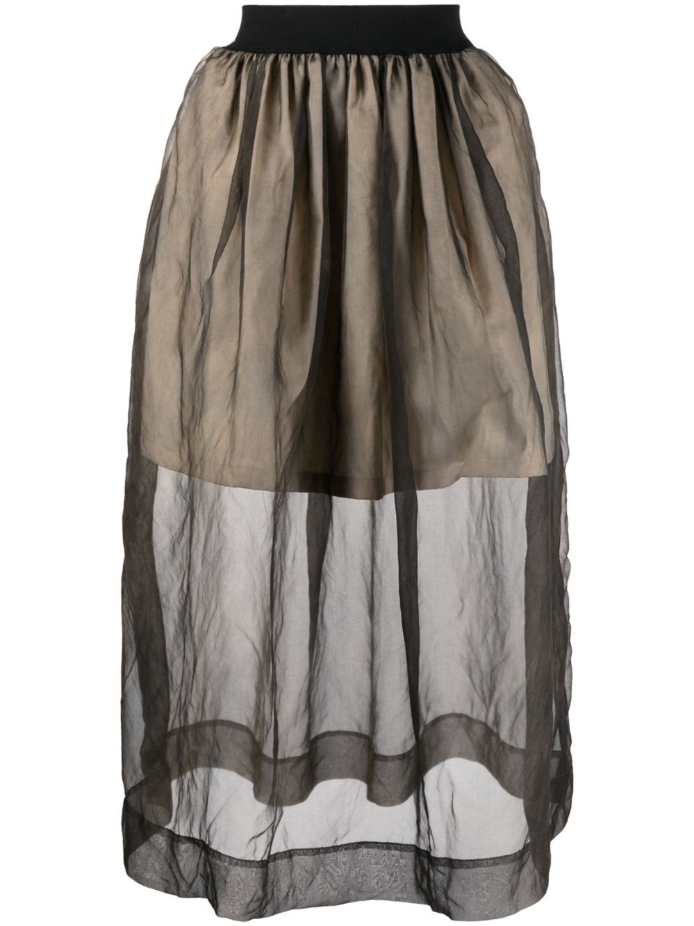 Uma Wang Layered Midi Skirt Elastic Waistband In Black