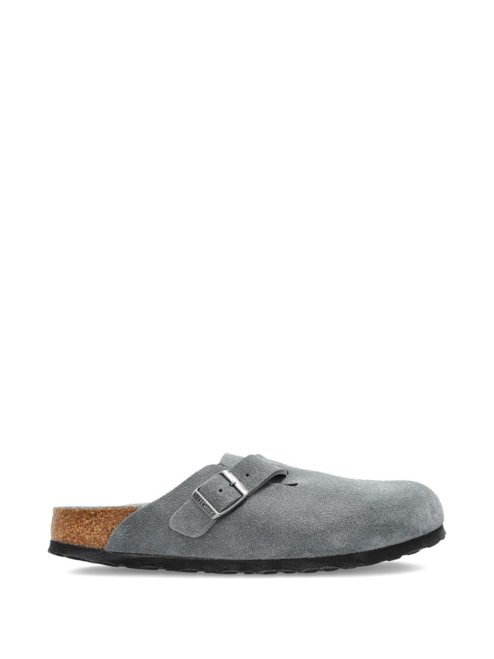 Birkenstock Suede Leather Open Back Slippers In Gray
