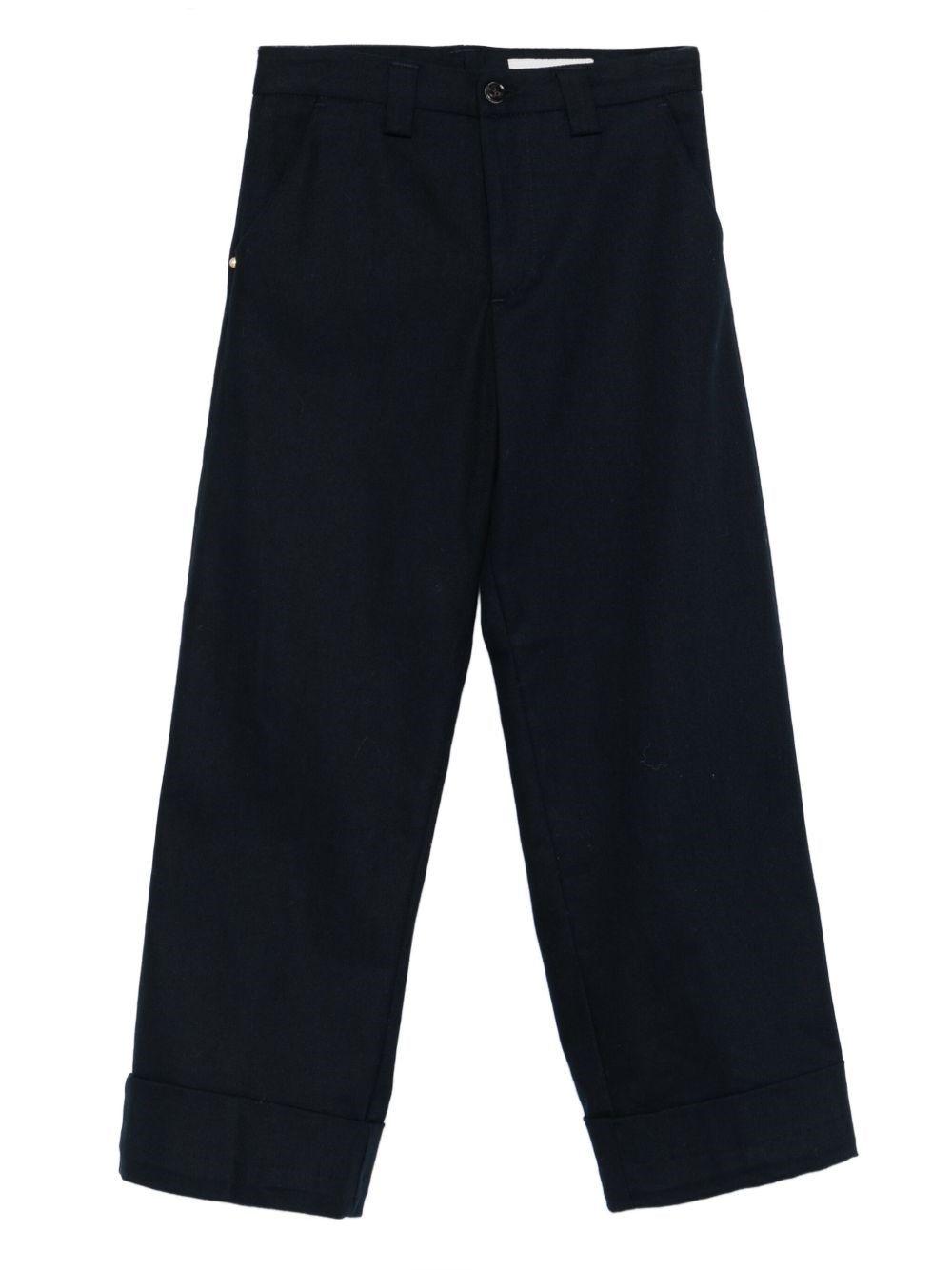 White Sand Cuffed Button-closure Trousers In Blue