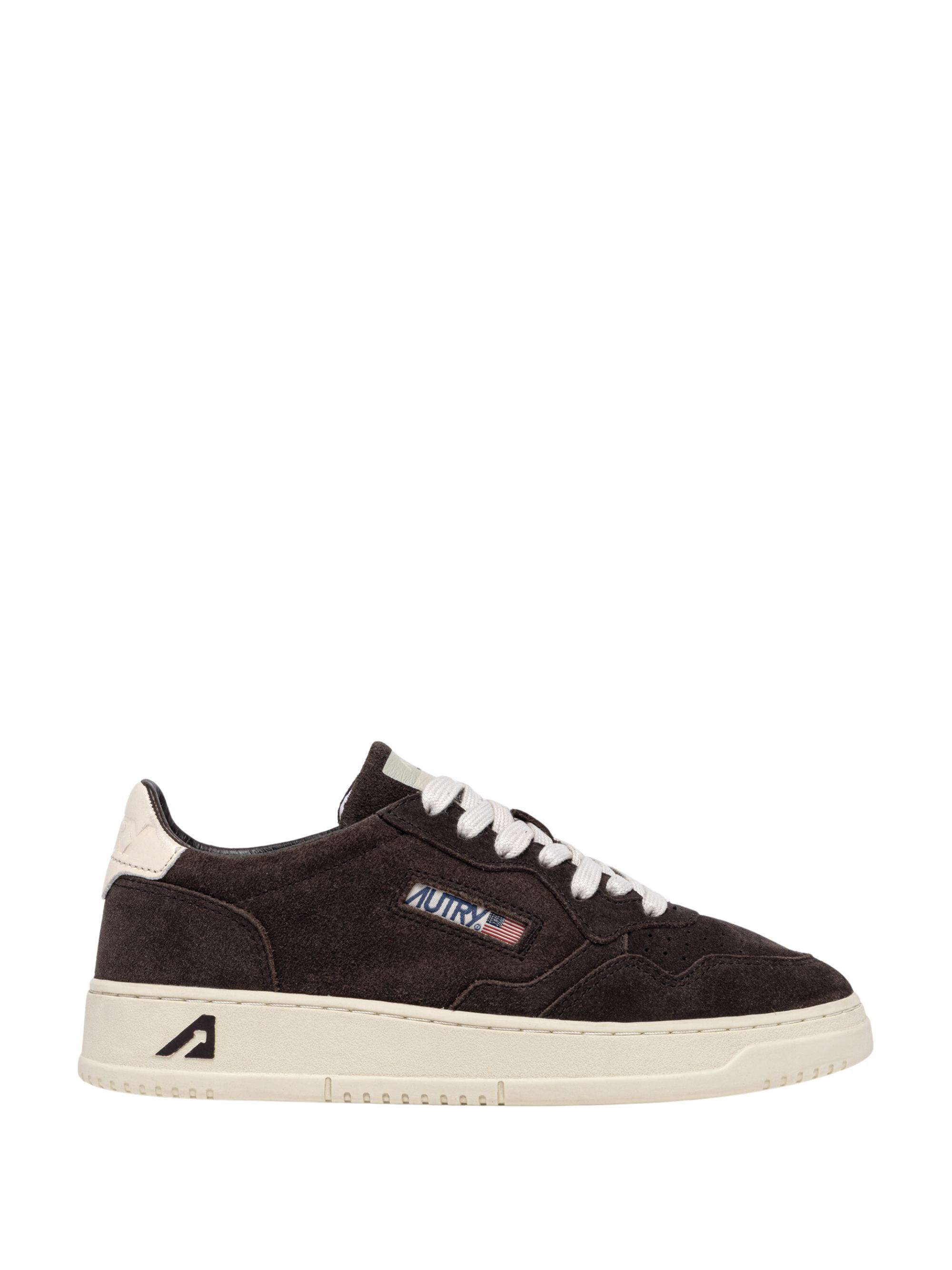 Autry Medalist Low Sneakers In Mocha Suede And Off White In Brown