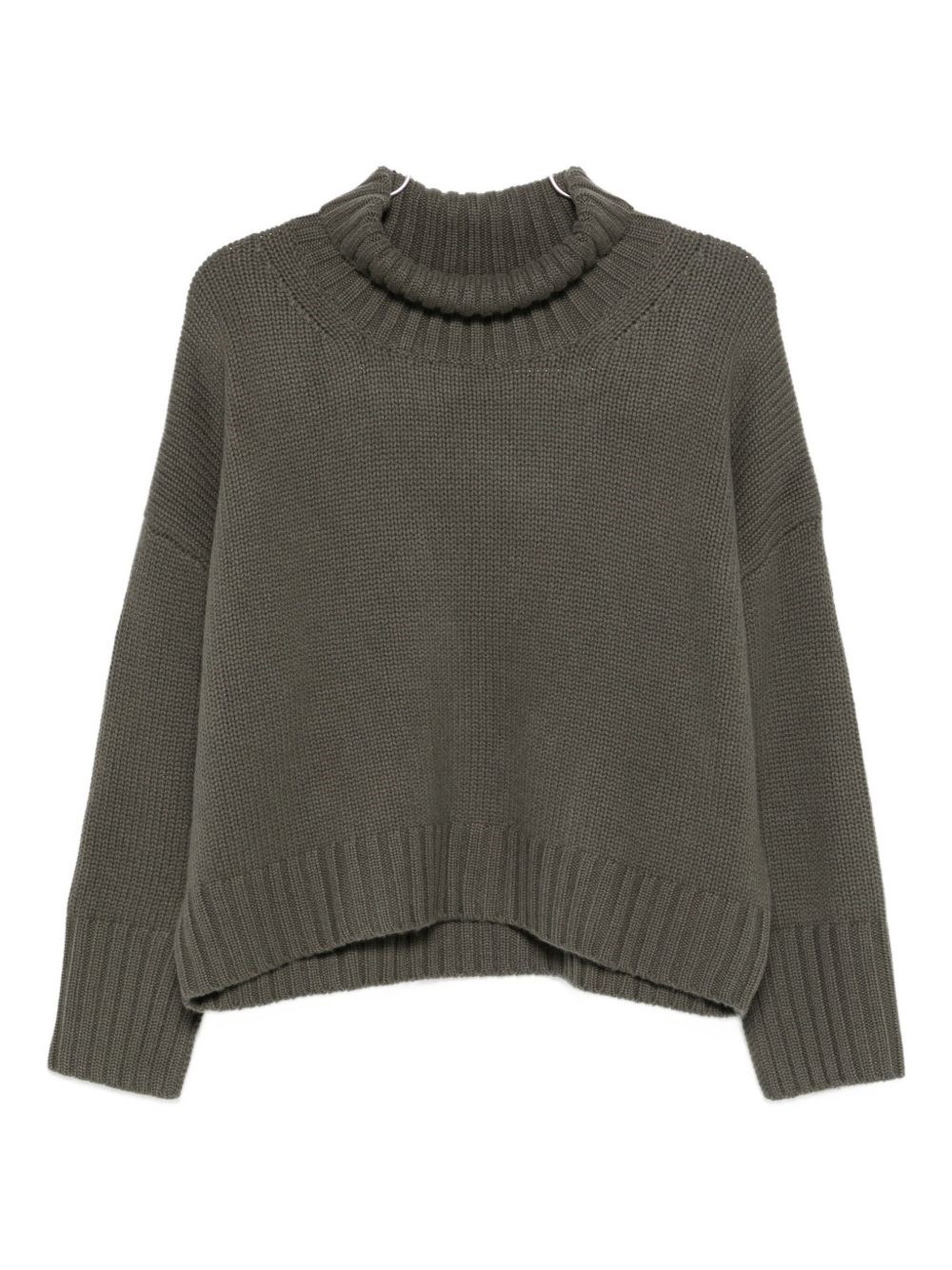 Soft Goat Roll-neck Ribbed Sweater In Green