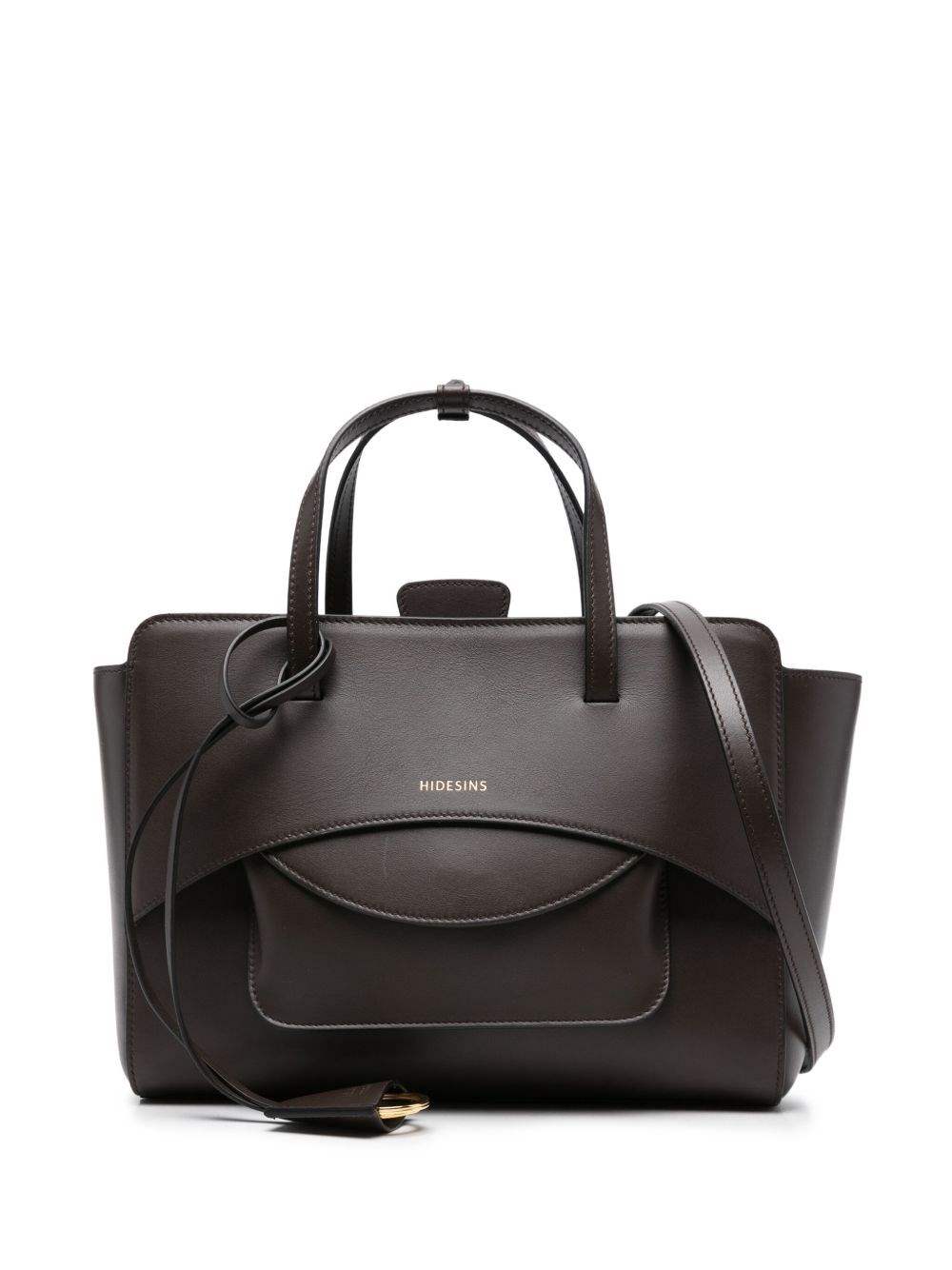 Hidesins Flap Medium Leather Tote In Brown