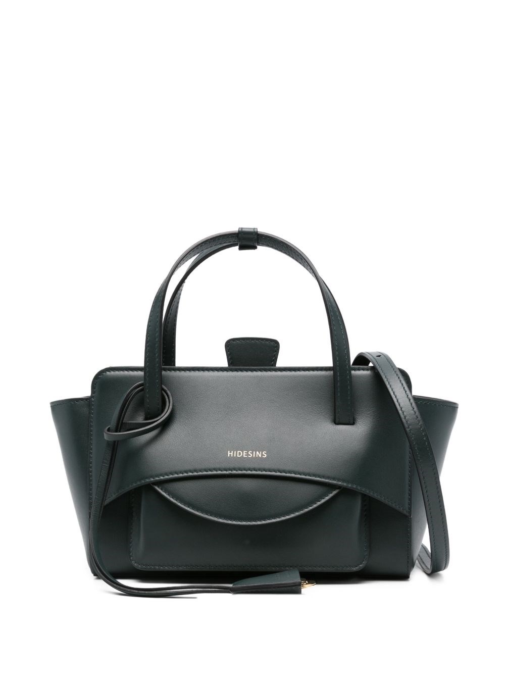 Hidesins Flap Small Leather Tote Bag In Green