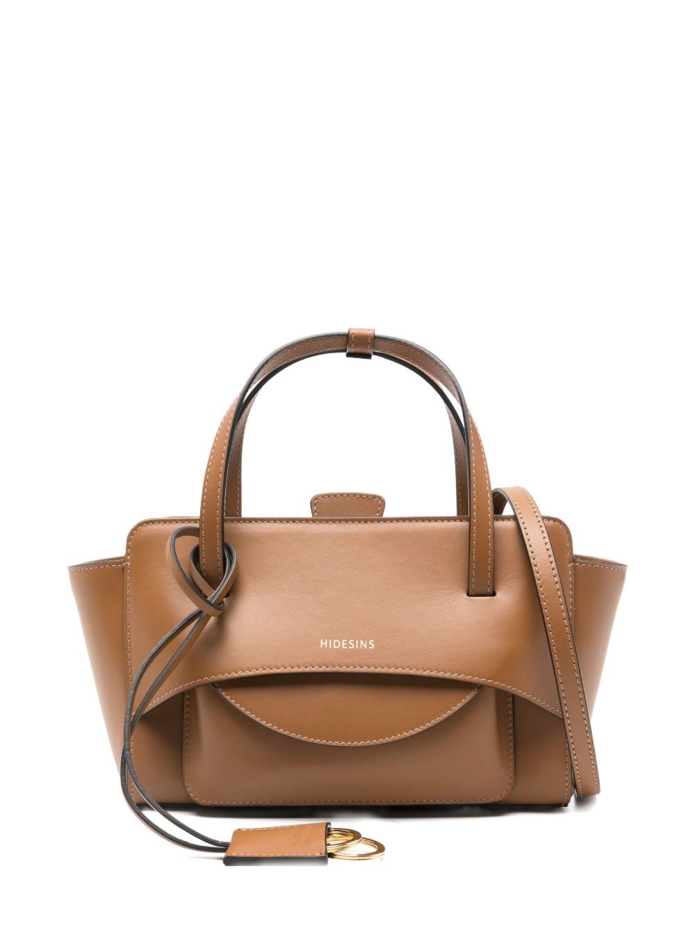 Hidesins Flap Small Leather Tote Bag In Brown