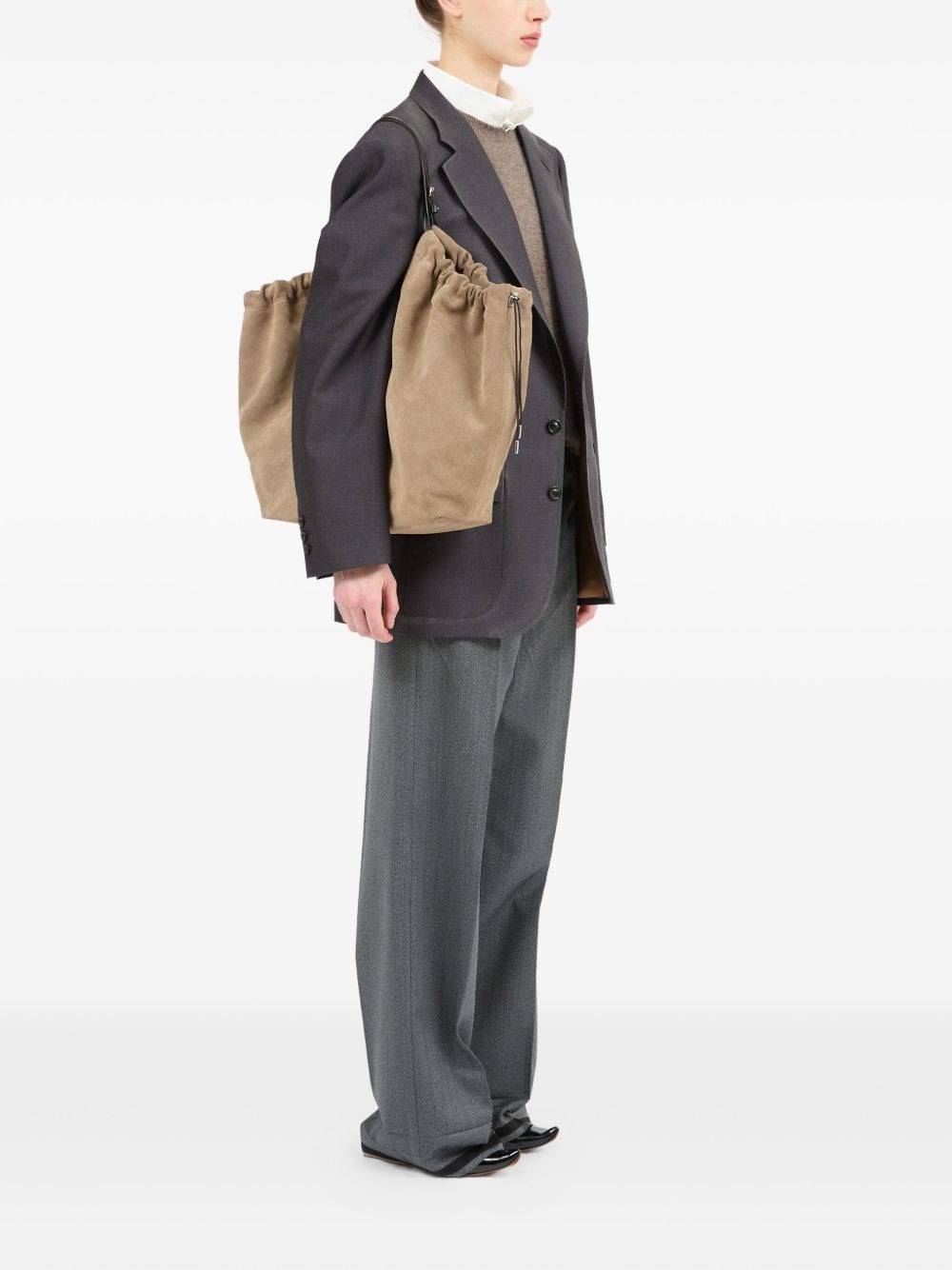 Maison Margiela Belt Bag Leather Tote In Sand