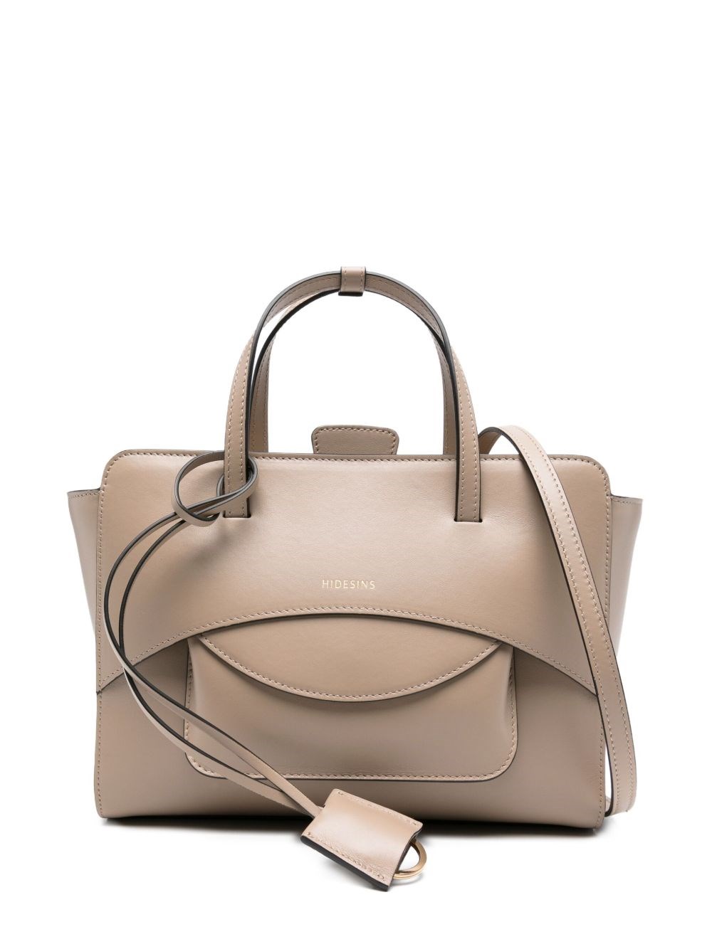Hidesins Flap Medium Leather Tote In Gray
