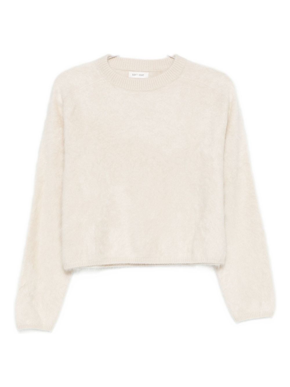 Soft Goat Cashmere Crewneck Jumper In Neutral