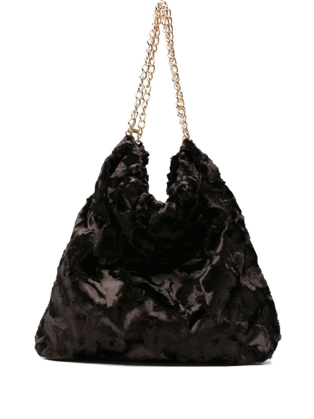 La Milanesa Soft Texture Shoulder Bag With Chain Strap In Brown
