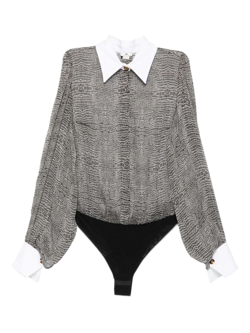 Elisabetta Franchi Silk Shirt Bodysuit In Green