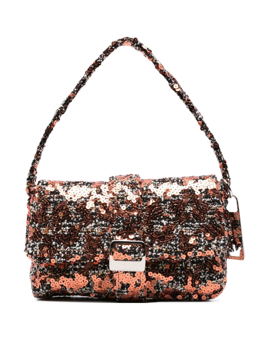La Milanesa Adjustable Strap Shoulder Bag With Buckle Detail In Brown