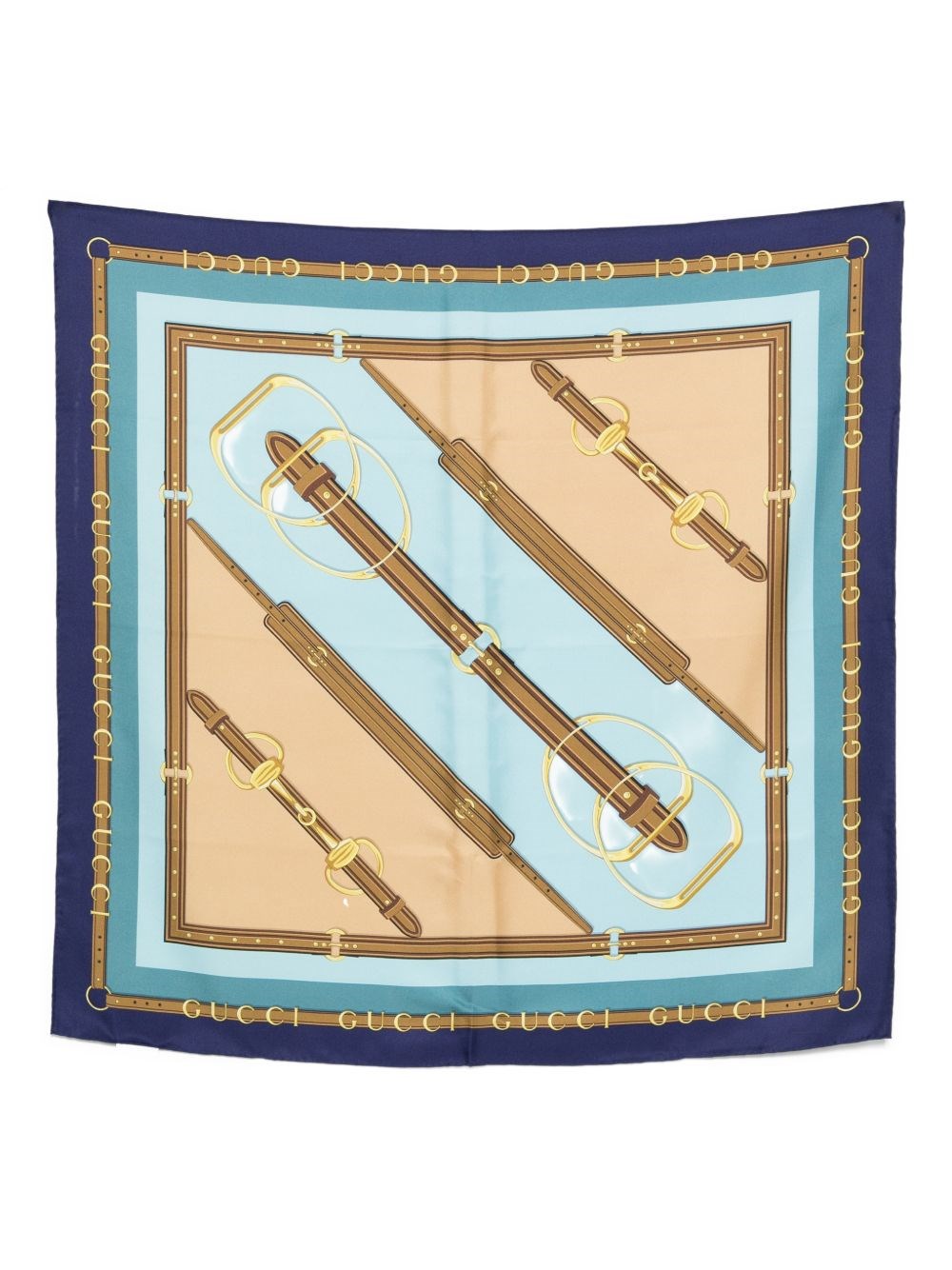 Gucci Printed Silk Foulard In Blue