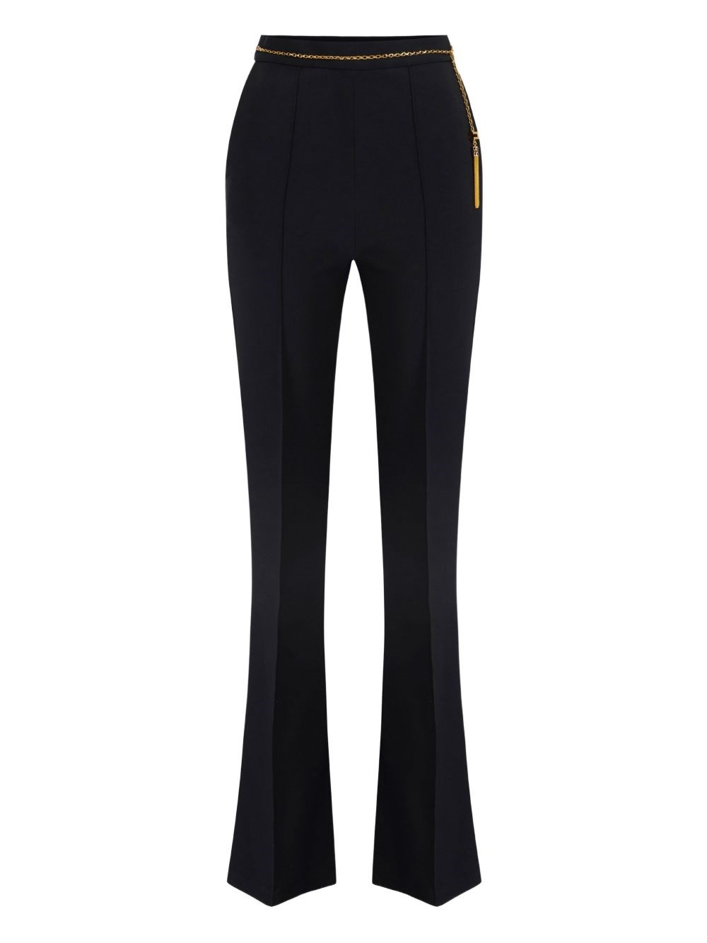 Elisabetta Franchi Lightweight Crepe Trousers With Jewel Chain In Black