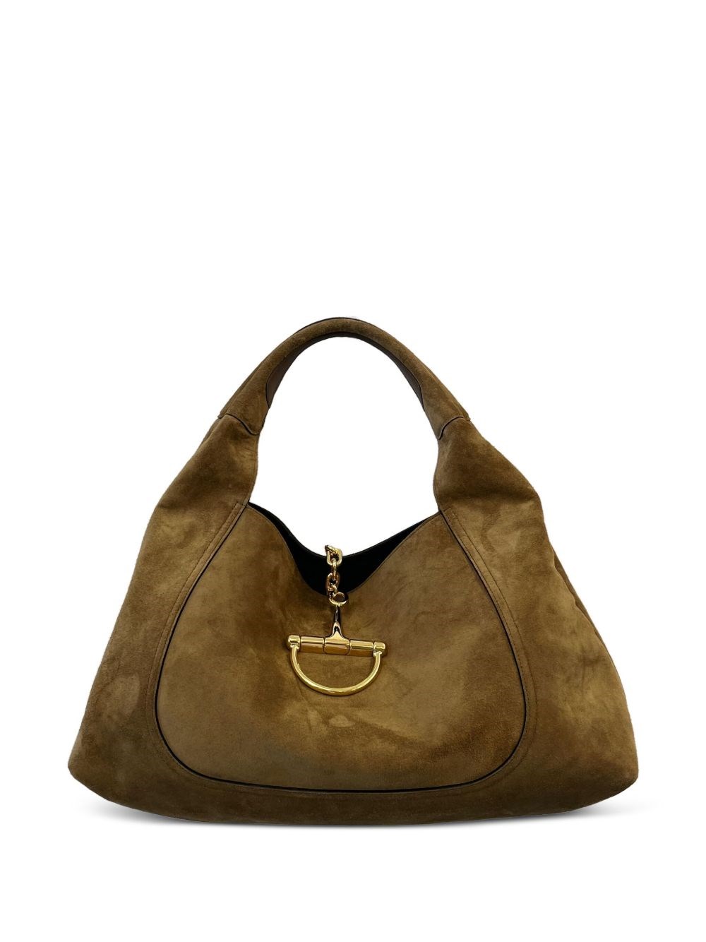 Gucci Women Softbit Maxi Suede Leather Shoulder Bag In Brown