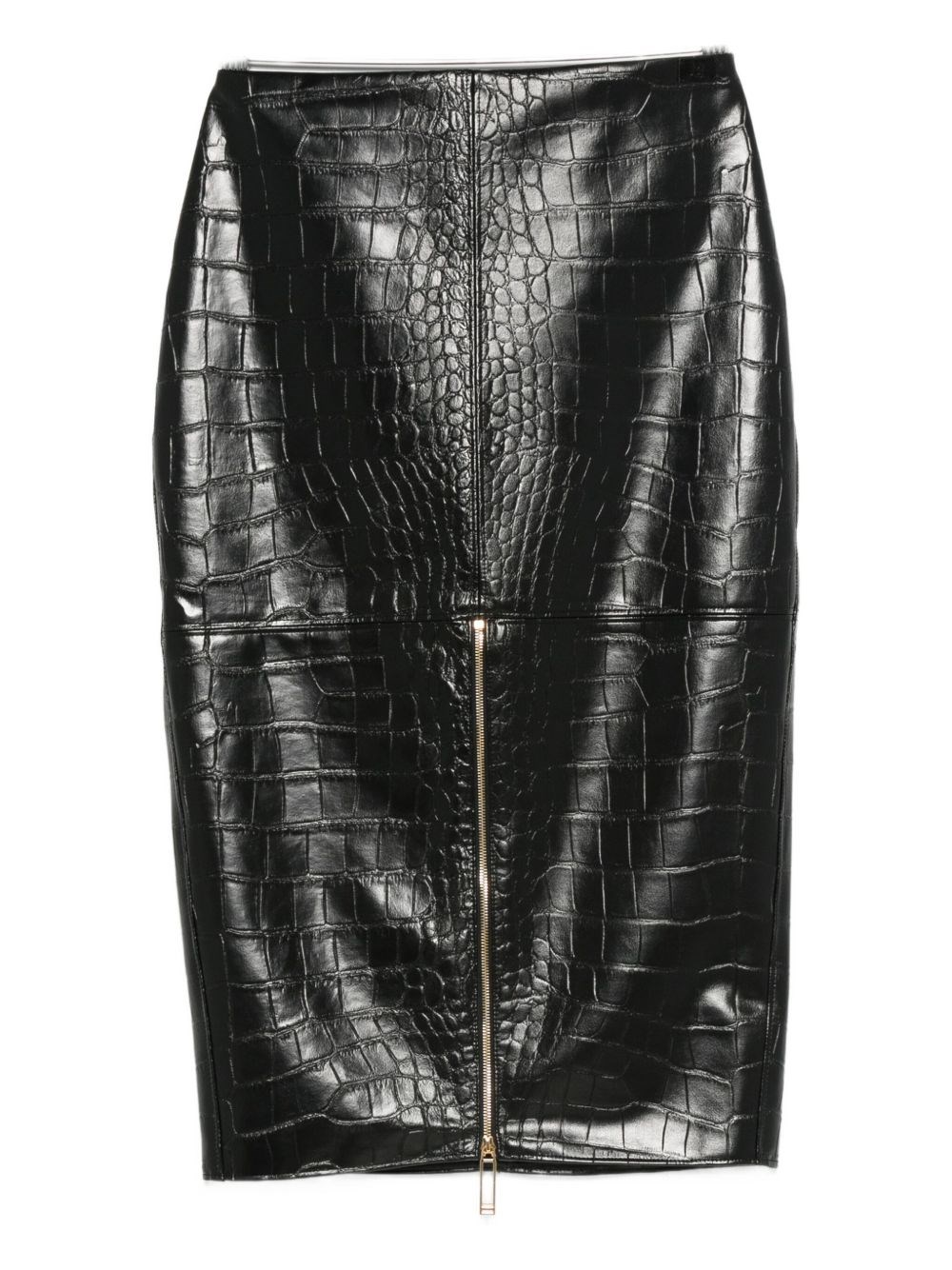 Elisabetta Franchi Crocodile-embossed Zip-detail Skirt In Black