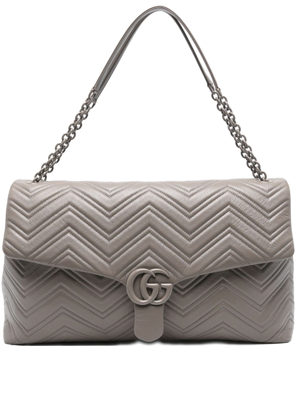 Gucci Gg Marmont Maxi Leather Shoulder Bag In Gray