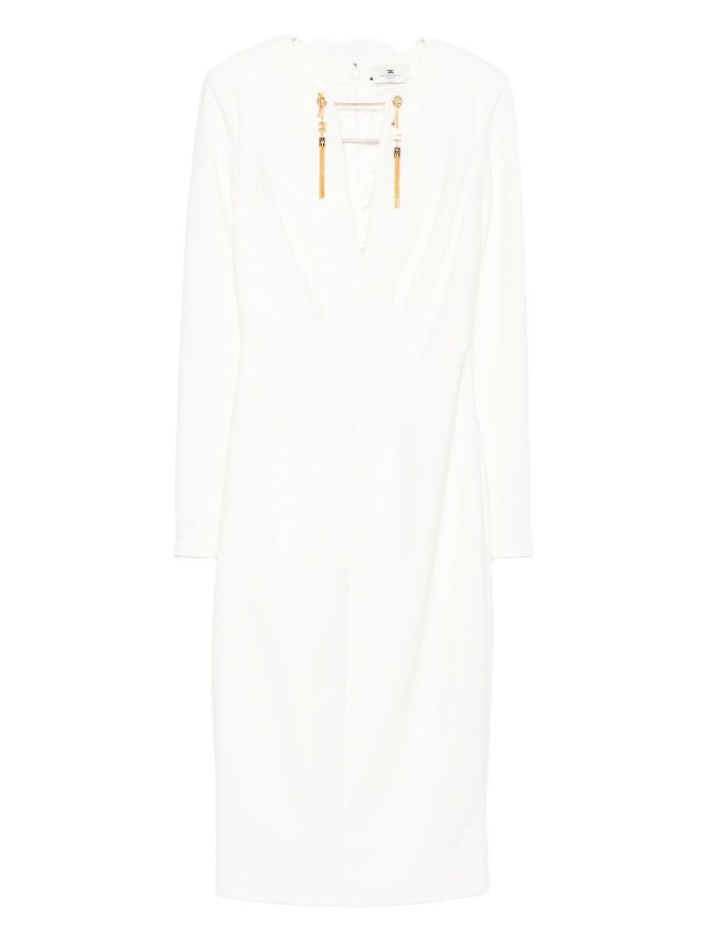 Elisabetta Franchi V-necked Midi Dress In White