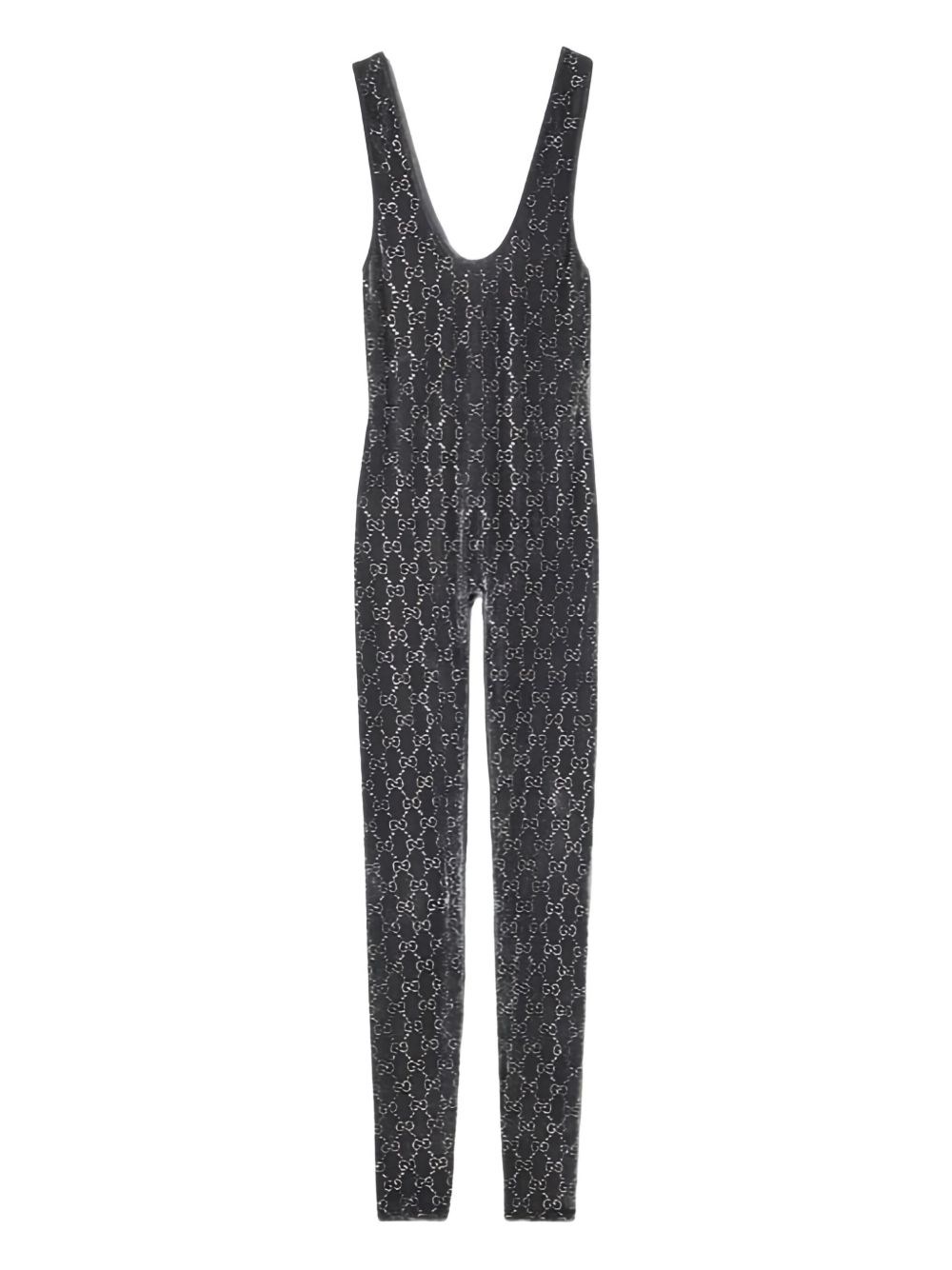Gucci Crystal Chenille Sleeveless Jumpsuit Pattern In Gray