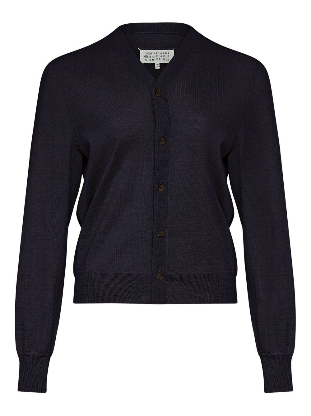 Maison Margiela Ribbed Trim V-neck Cardigan With Long Sleeves In Blue