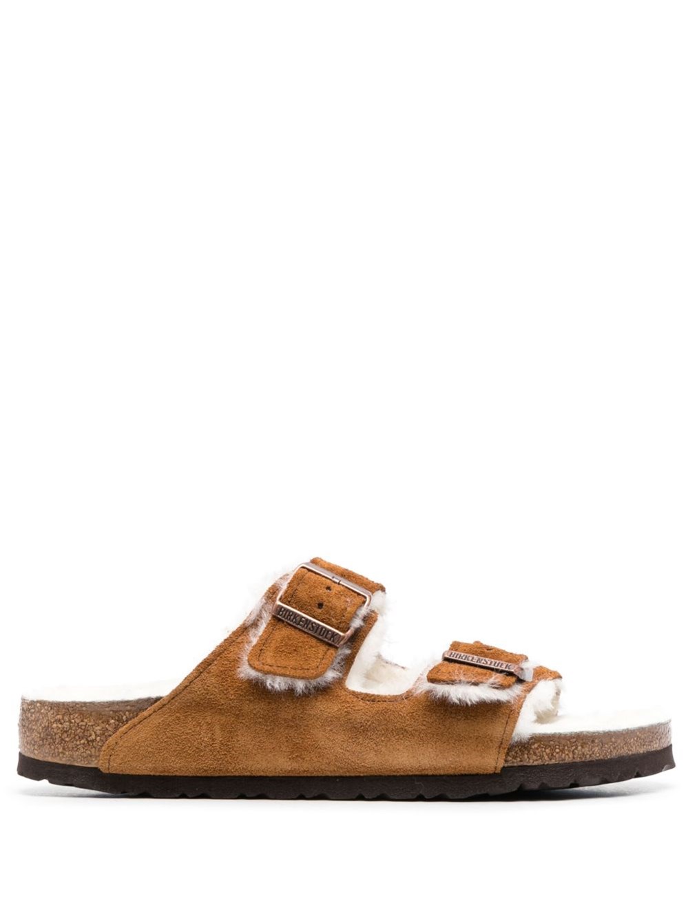 Birkenstock Arizona Shearling & Suede Sandals In Brown