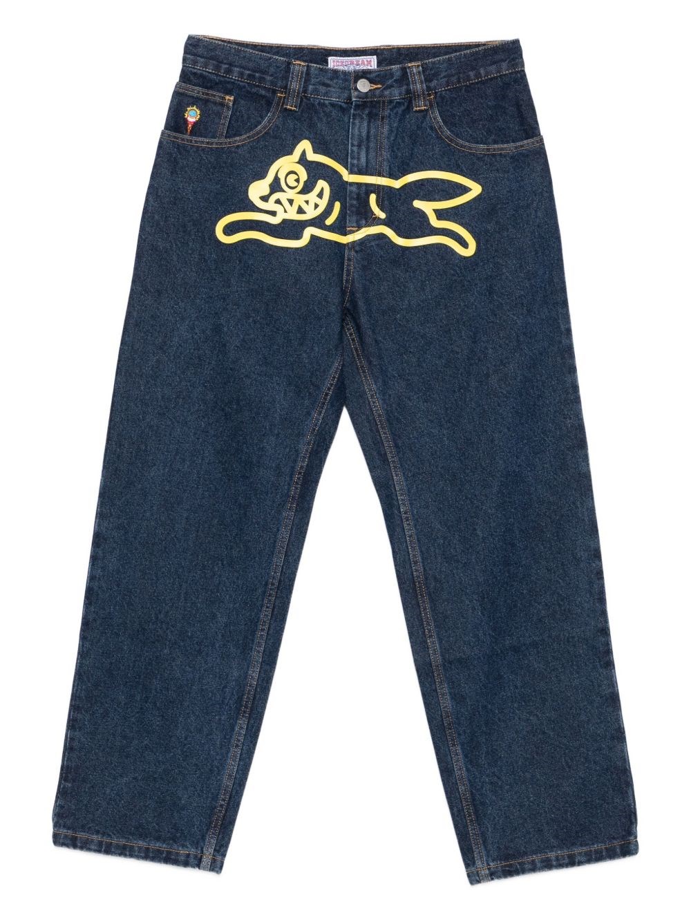 Icecream Dog-motif Straight-leg Denim Trousers In Blue