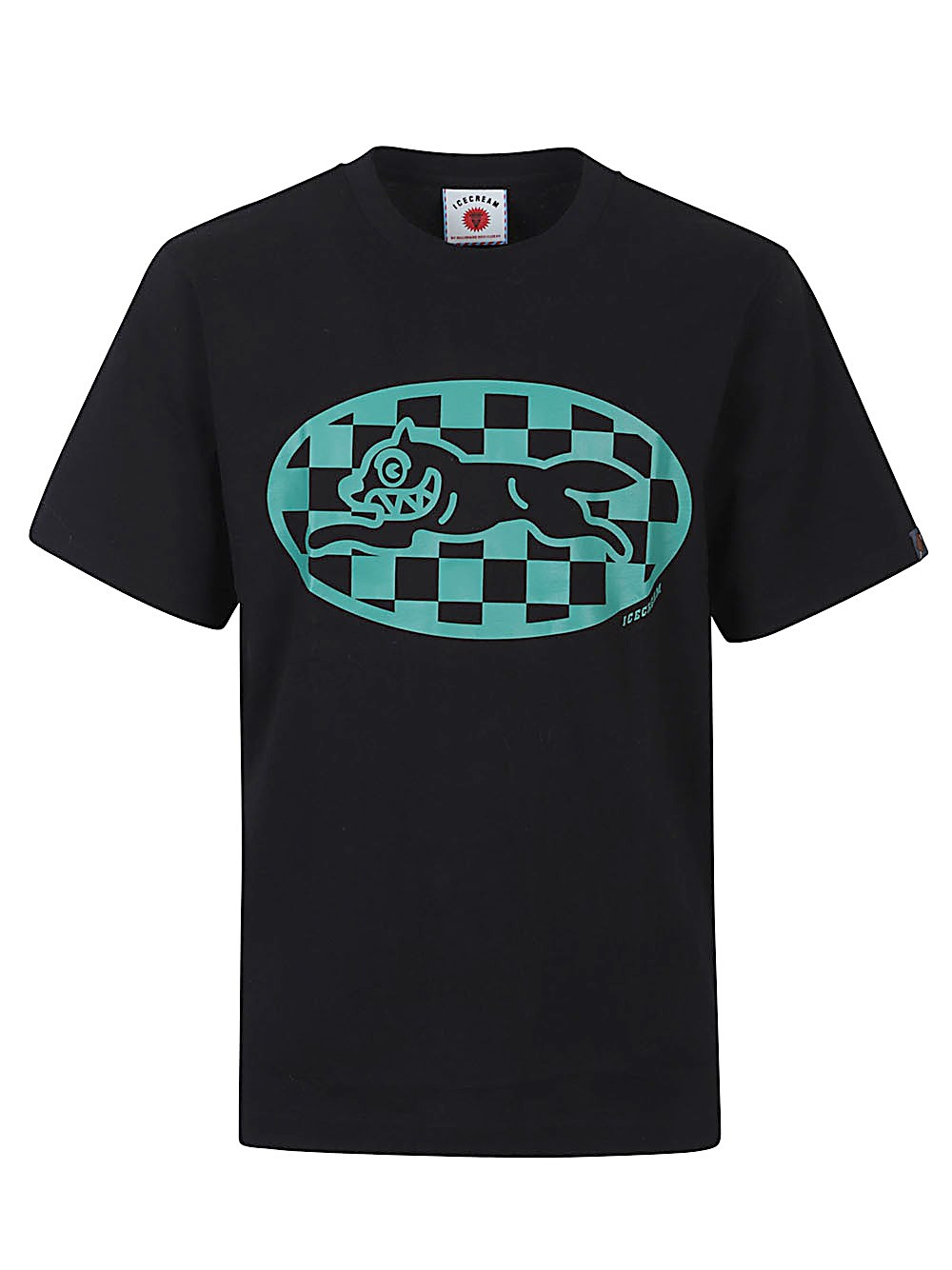 ICECREAM Checker Running Dog T-Shirt