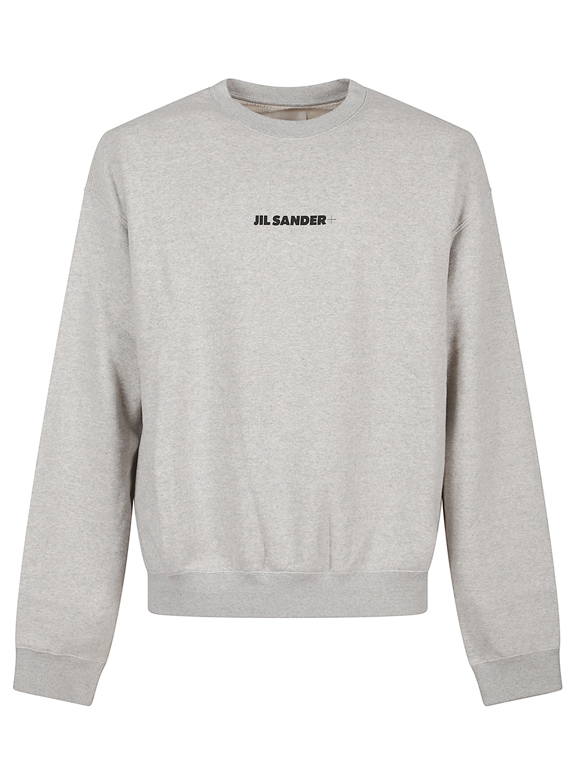 Jil Sander Ribbed Cotton Sweatshirt With Cuffs And Hem In Gray