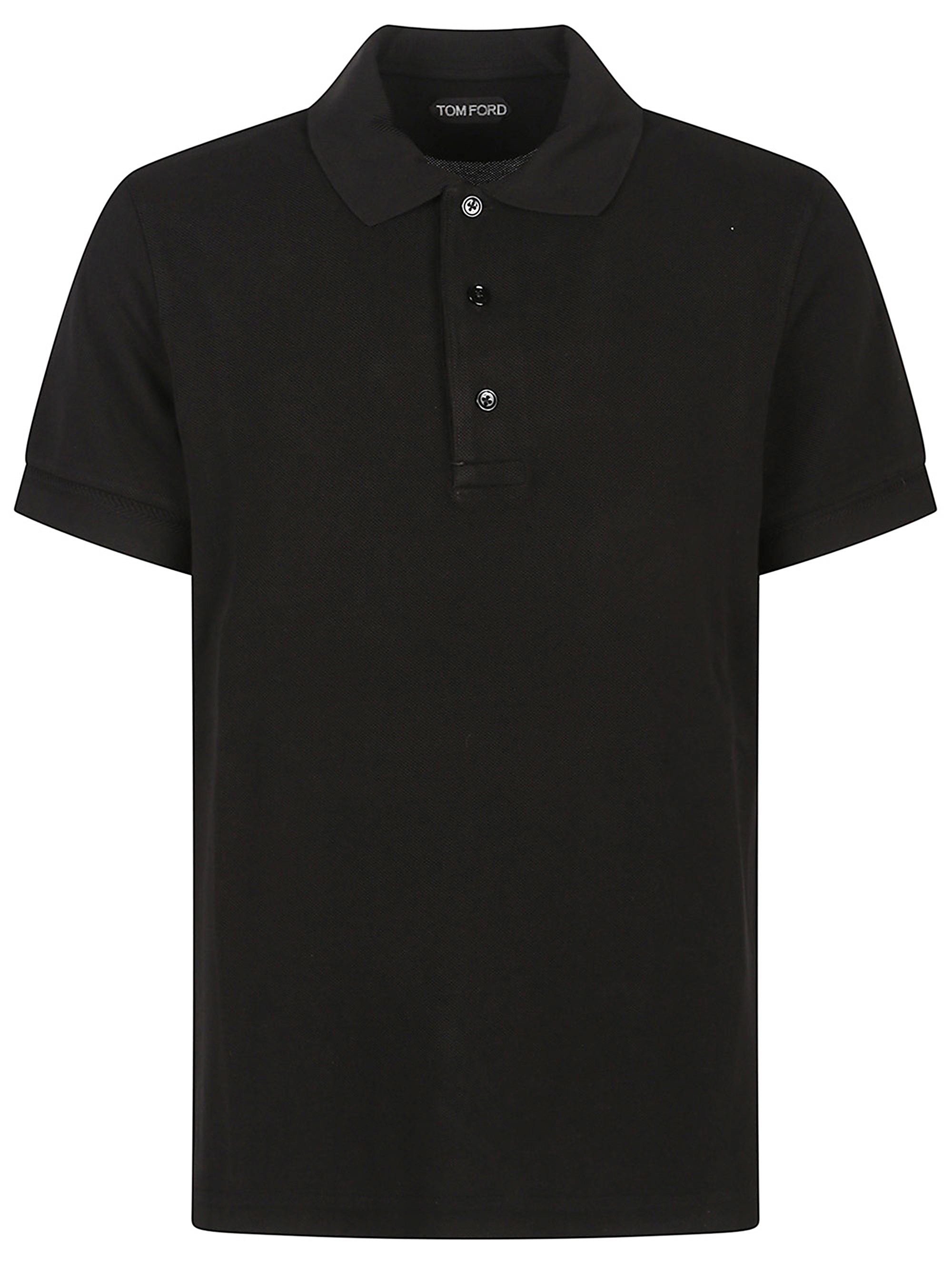 Tom Ford Black Short-sleeves Polo In Cotton Piquet Jersey In Black