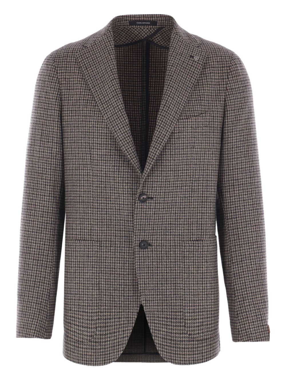 Tagliatore Classic Houndstooth Wool Blazer With Notched Lapels And Button Closure In Multi