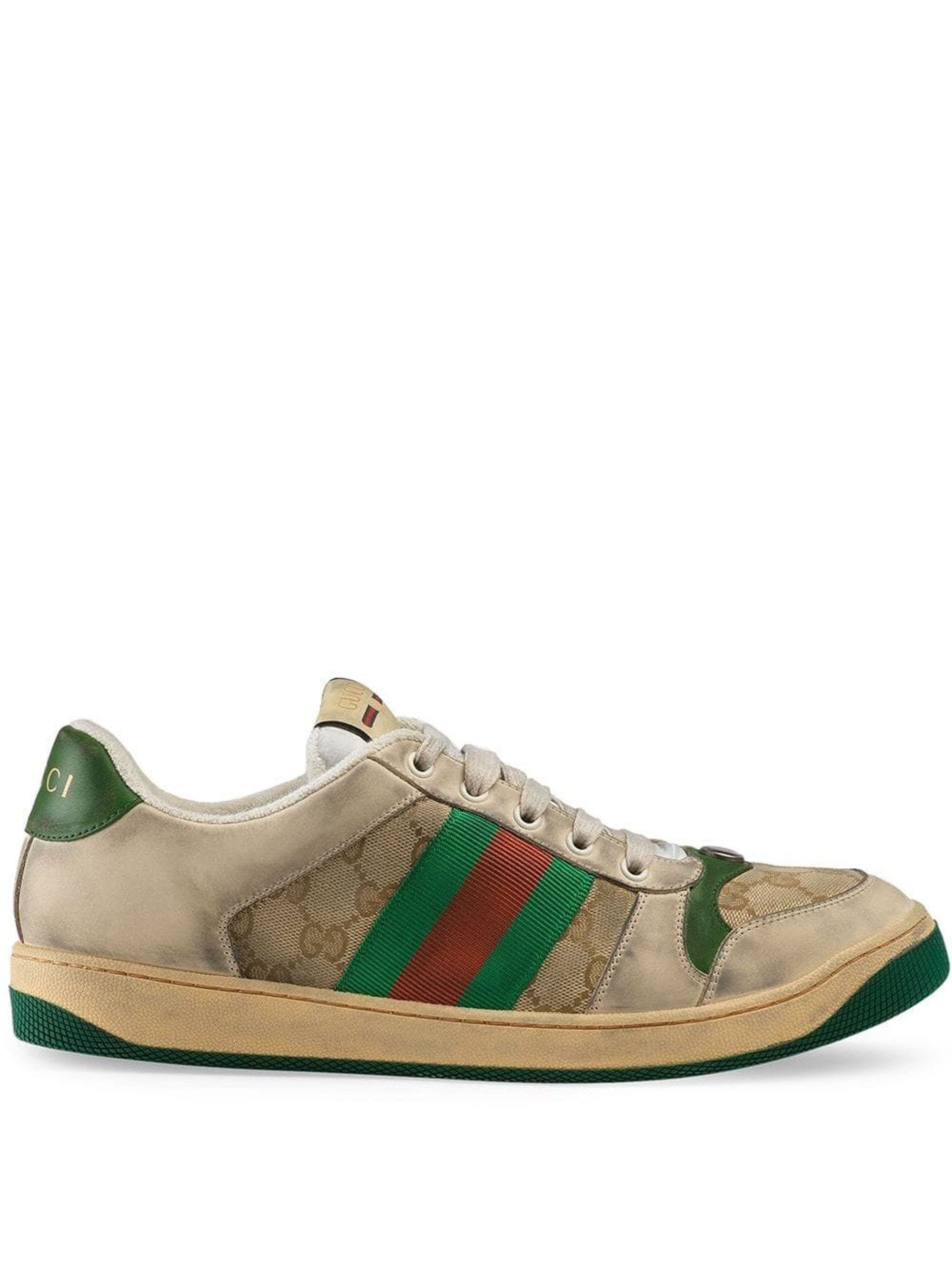 Gucci Men Screener Gg Low-top Vintage Leather Sneakers In Multi