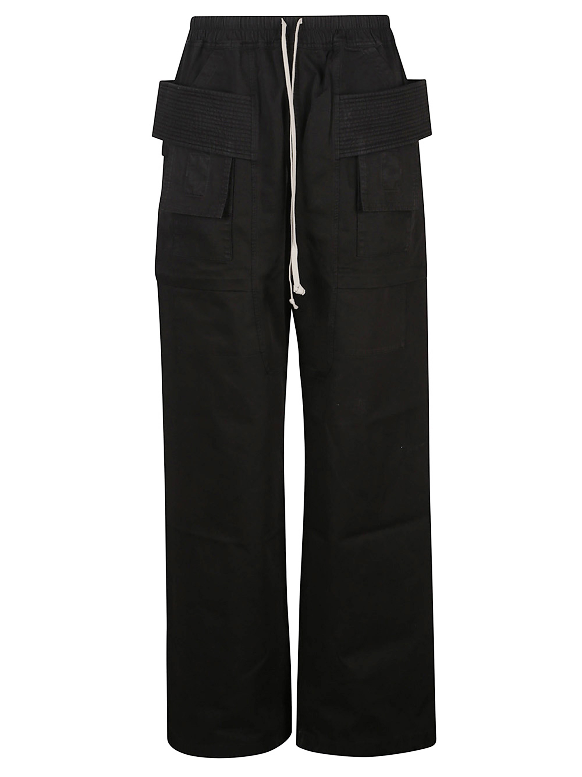 Rick Owens Drkshdw Creatch Wide-leg Cotton-blend Canvas Drawstring Cargo Trousers In Black