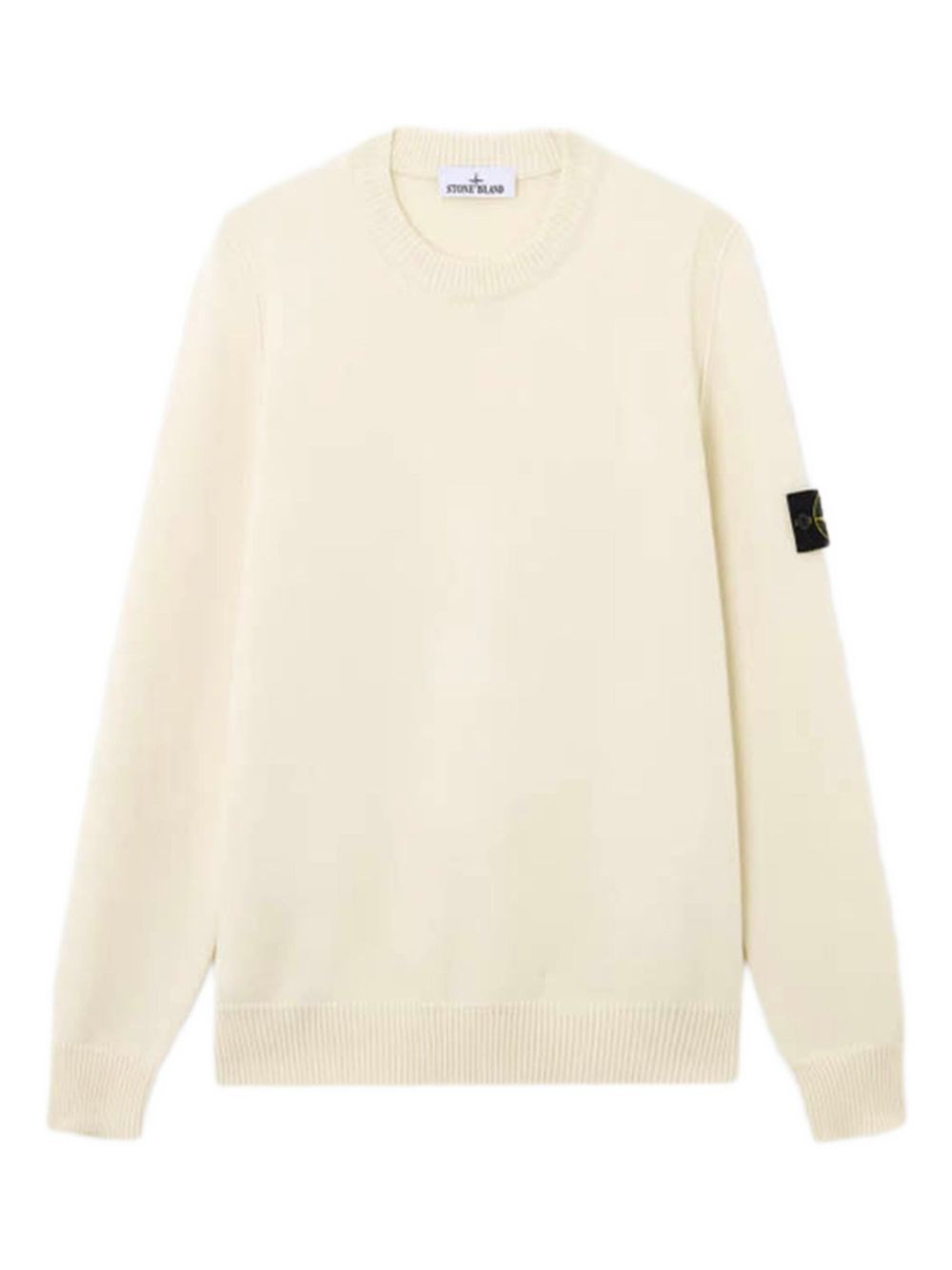 Stone Island Crew Neck Wool Sweater With Reverse Stitch Details In Neutral