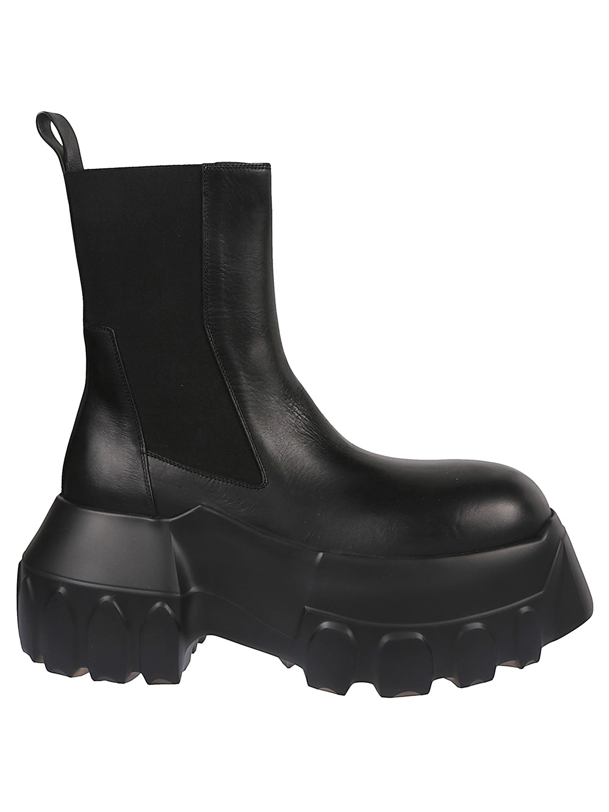 Rick Owens Beatle Mega Tractor Leather Boot In Black