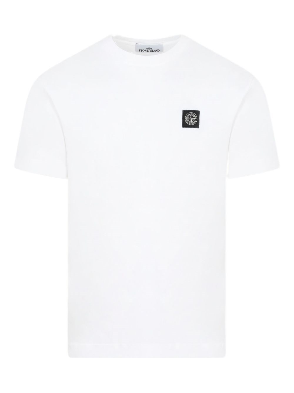 Stone Island White Short-sleeve T-shirt With Compass Patch In White