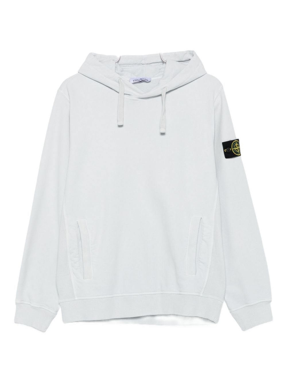 Stone Island Men's White Logo-badge Relaxed-fit Cotton-jersey Hoody In Blue