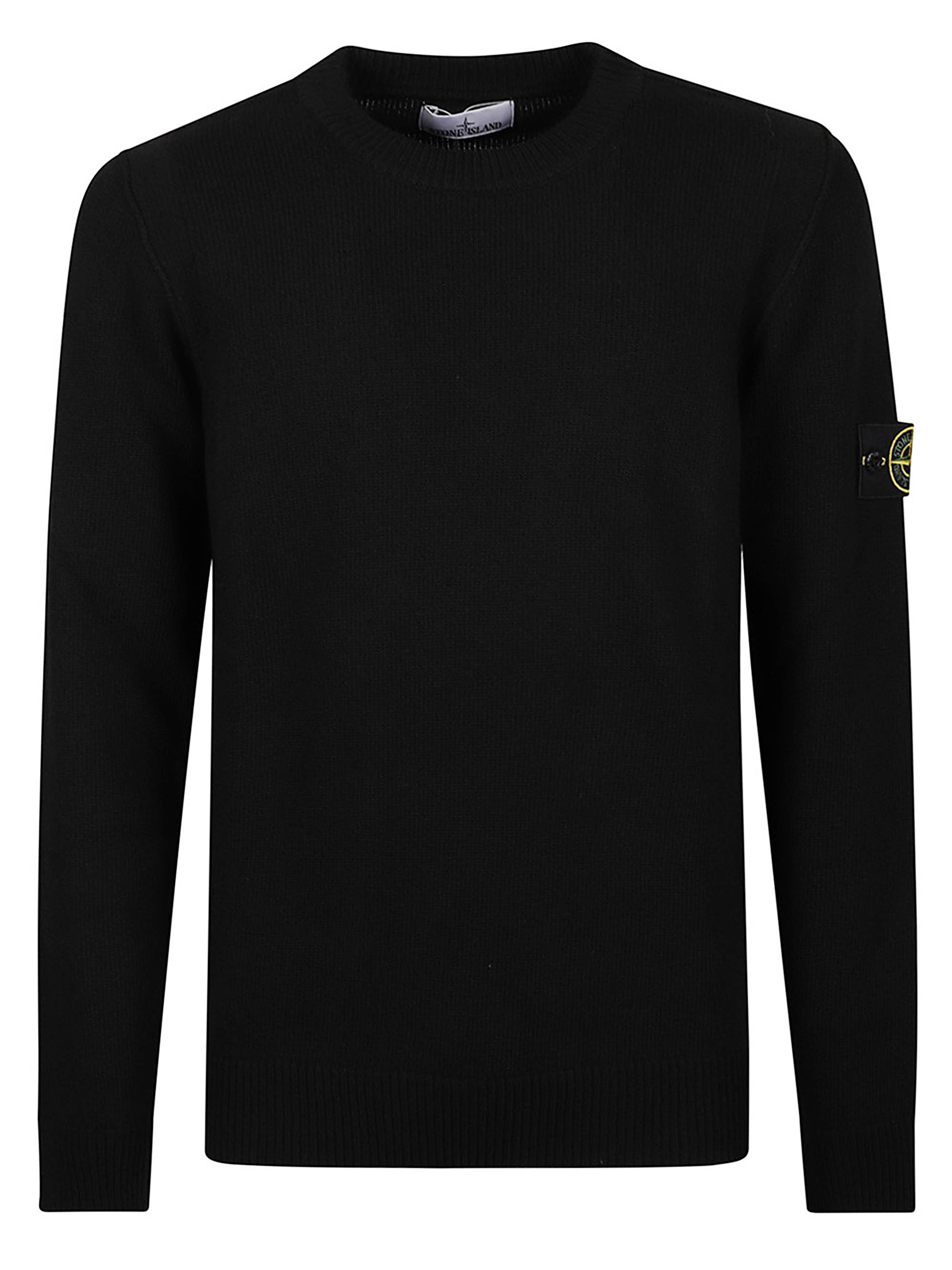 Stone Island Wool Crewneck Sweater In Black