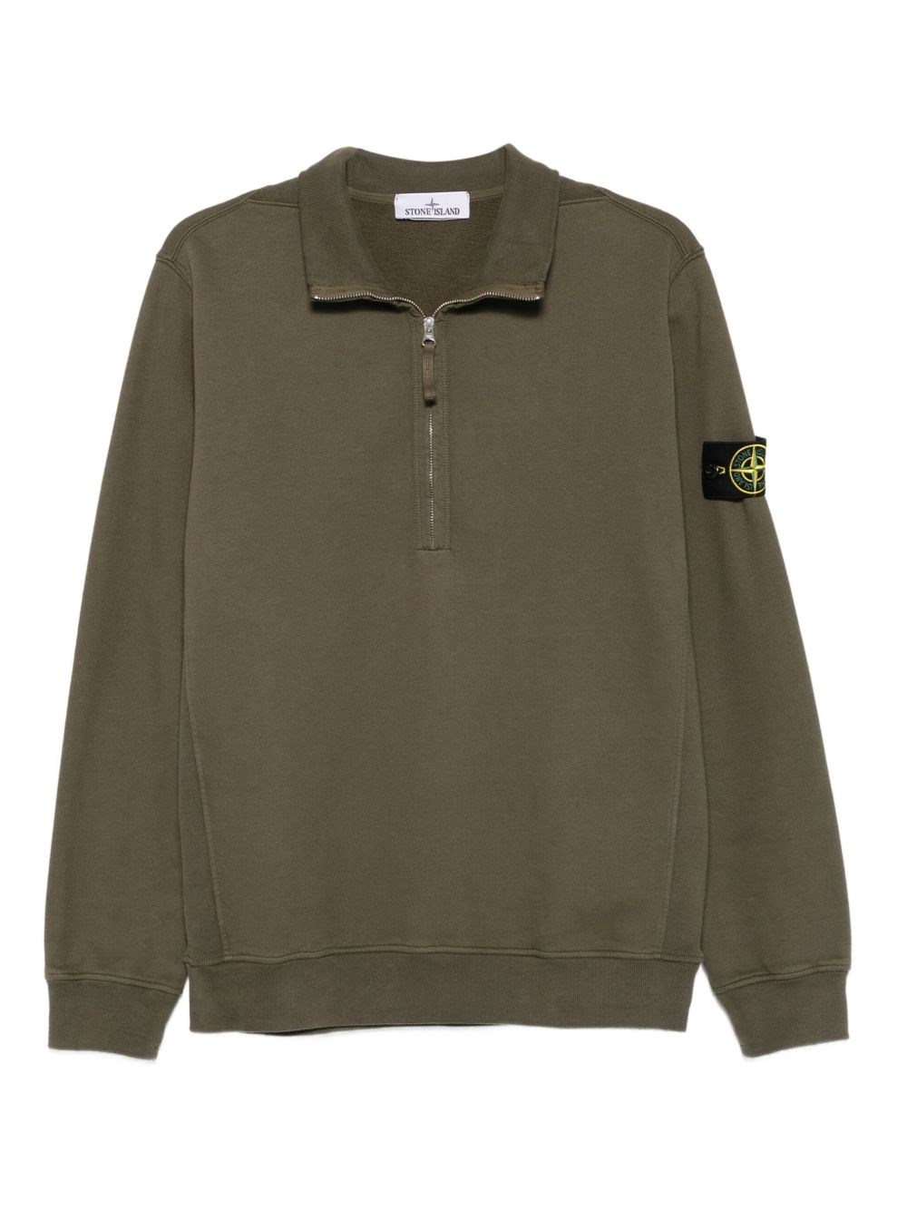 Stone Island 6100028 Half-zip Patch-logo Sweater In Green