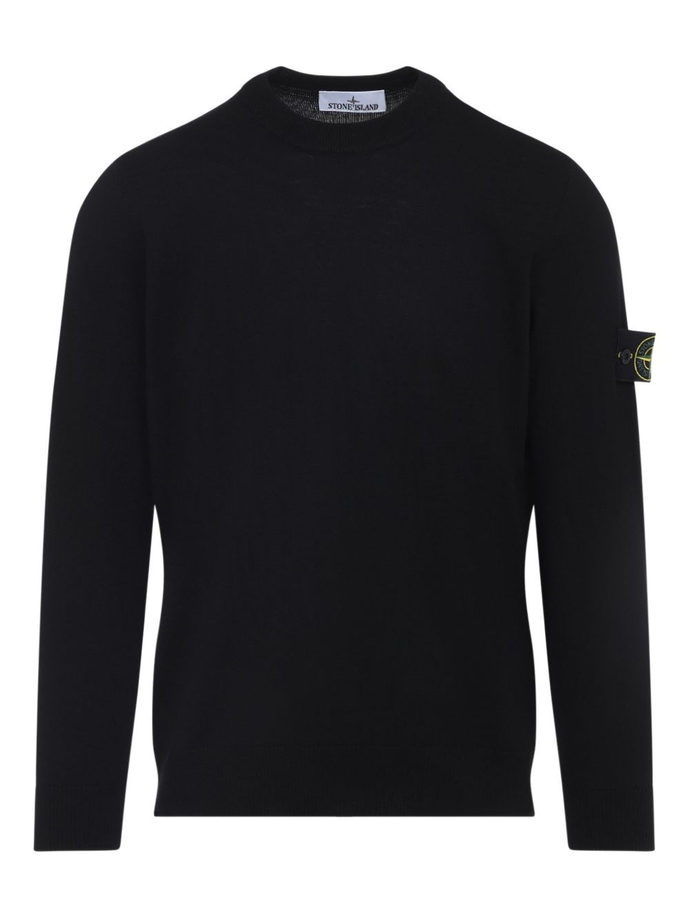Stone Island Round-neck Jumper With Embossed Stitching In Black