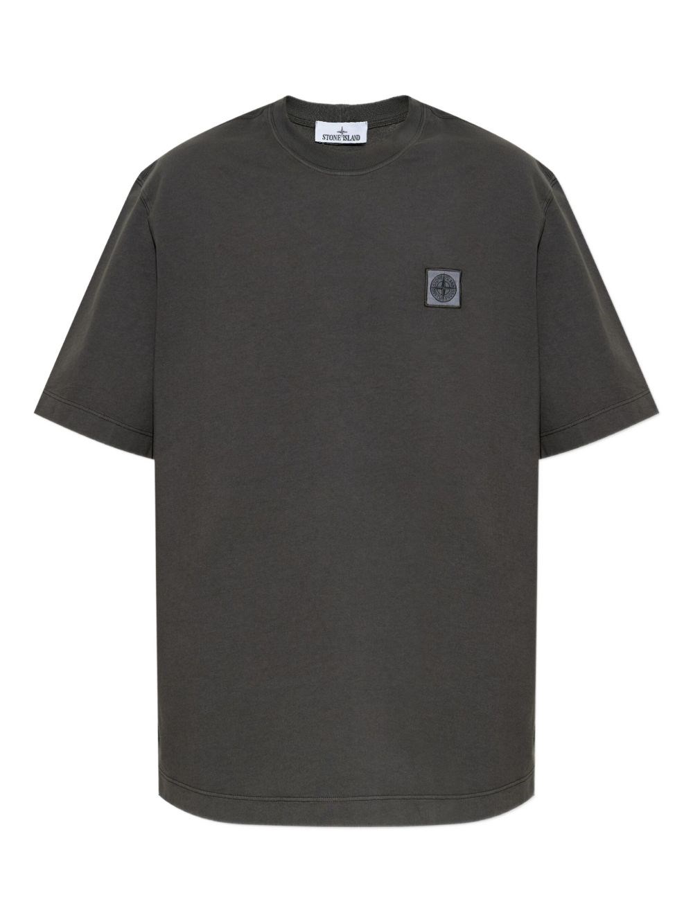 Stone Island Compass Patch Crewneck T-shirt In Gray