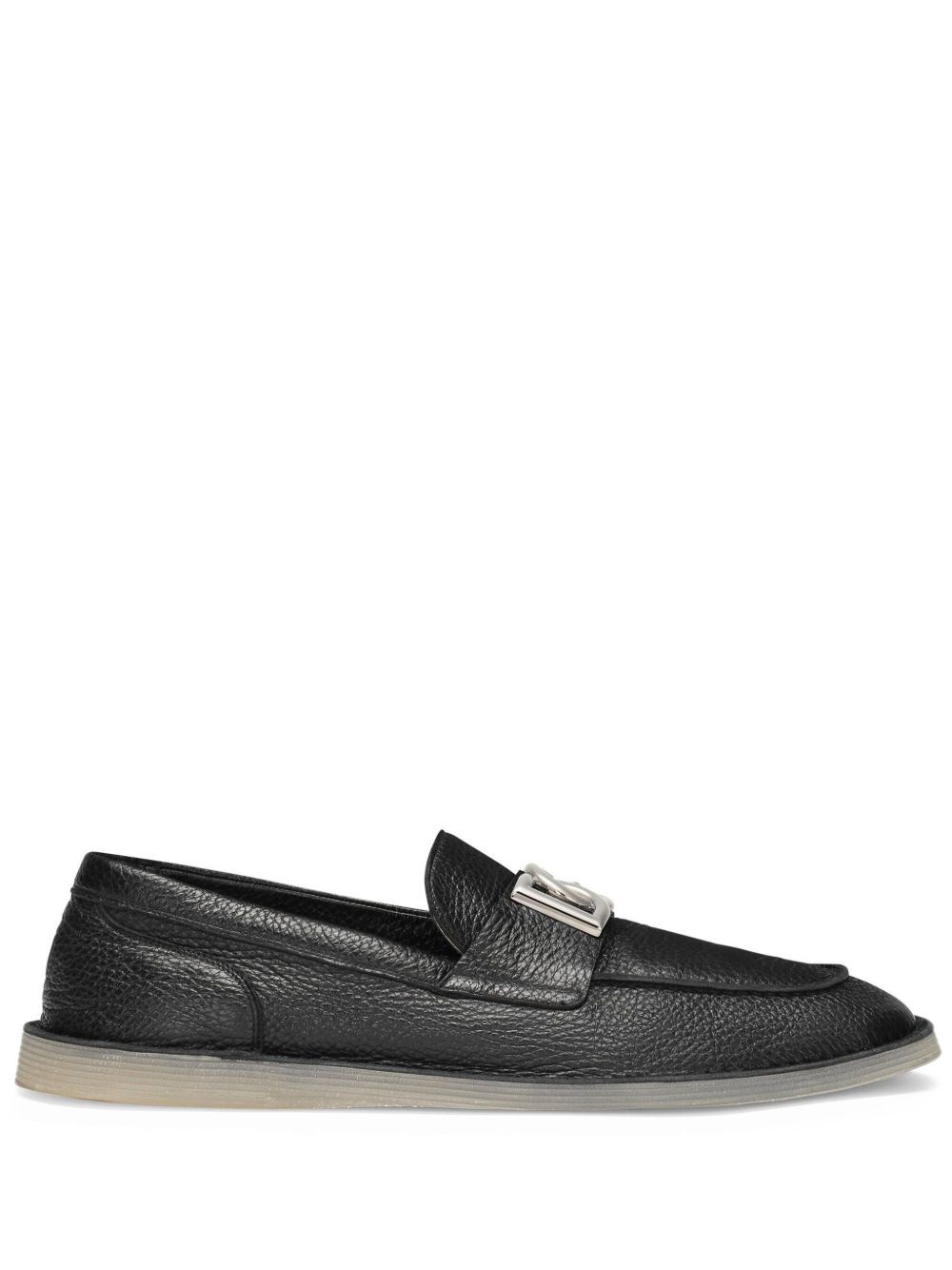 Leather Loafer With Logo - Dolce & Gabbana - Modalova