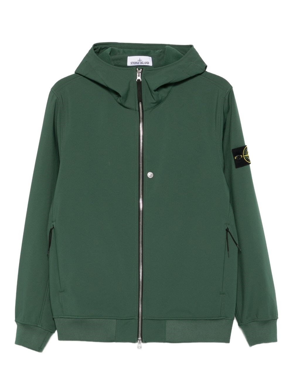 Stone Island Q100004 Hooded Zip-front Jacket In Green