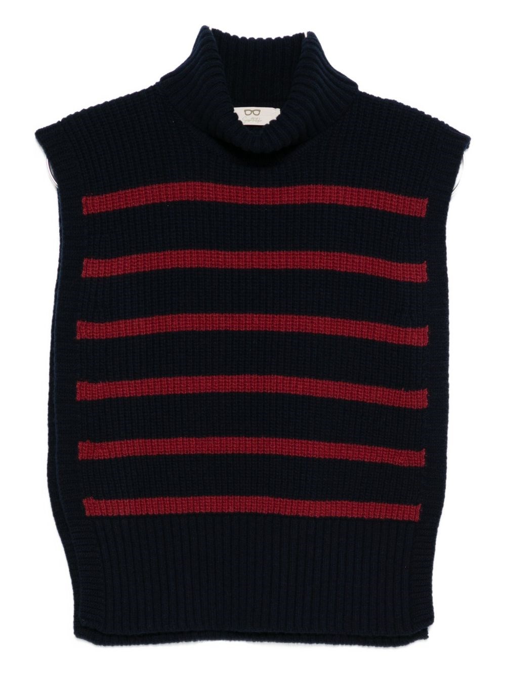 Davantino Turtleneck Striped Wool Vest In Blue