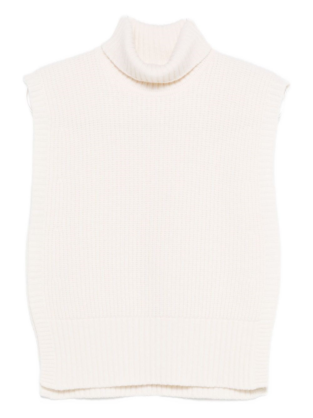 Davantino Turtleneck Sleeveless Wool Sweater In White