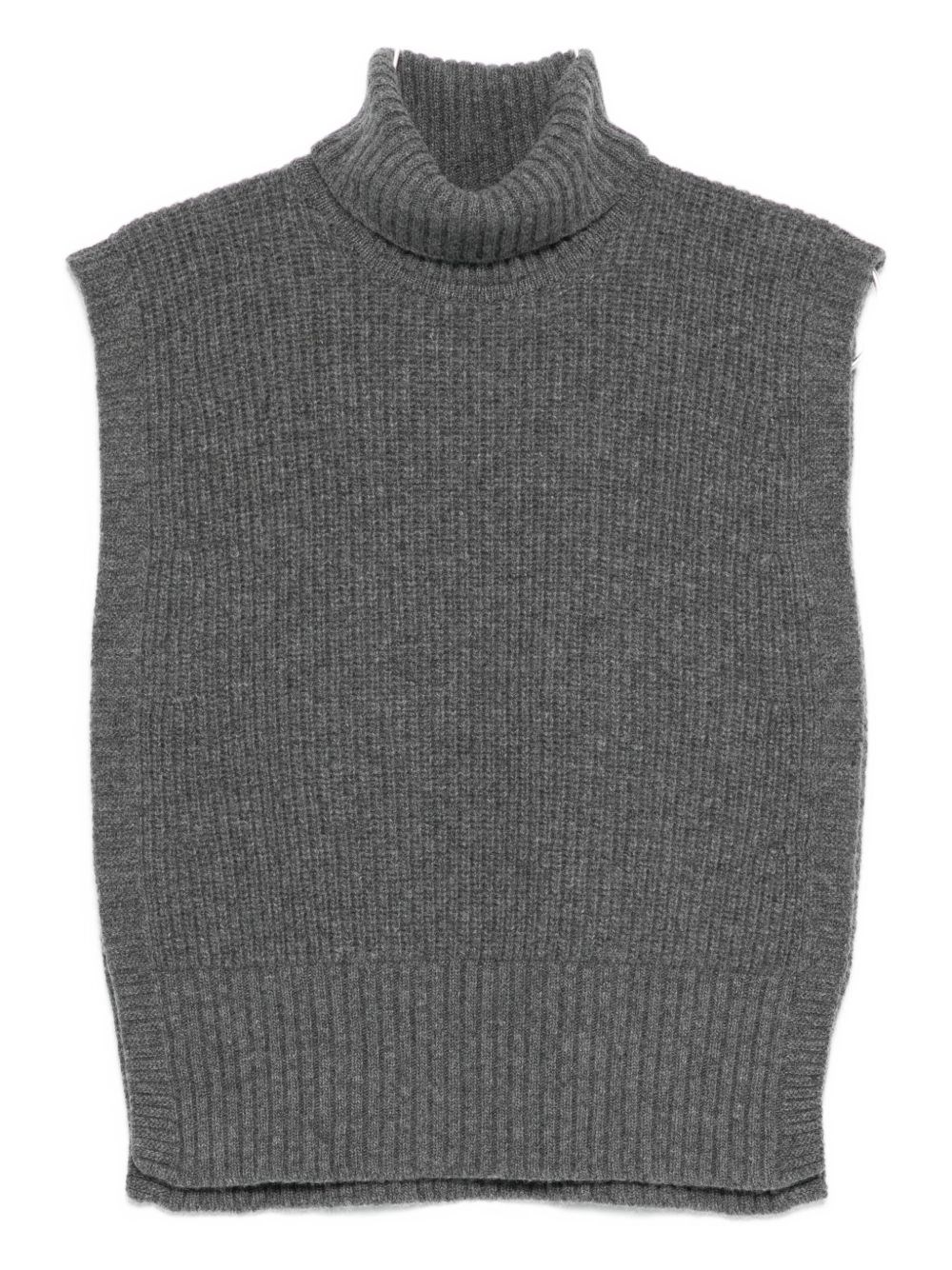 Davantino Turtleneck Sleeveless Wool Sweater In Gray
