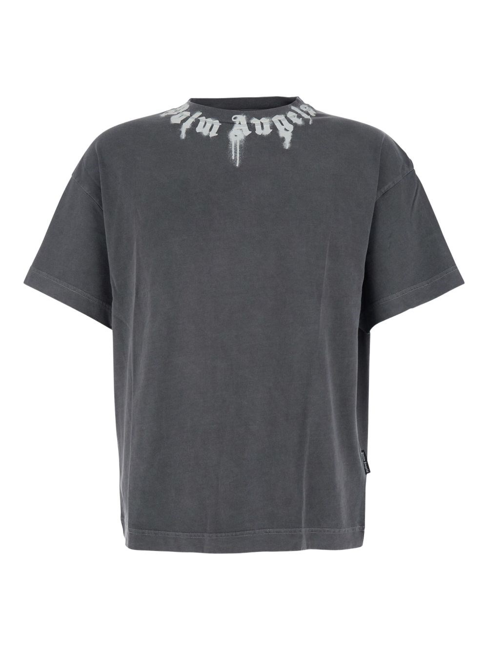 Palm Angels Gradient Gray Cotton T-shirt With Contrast Print In Gray