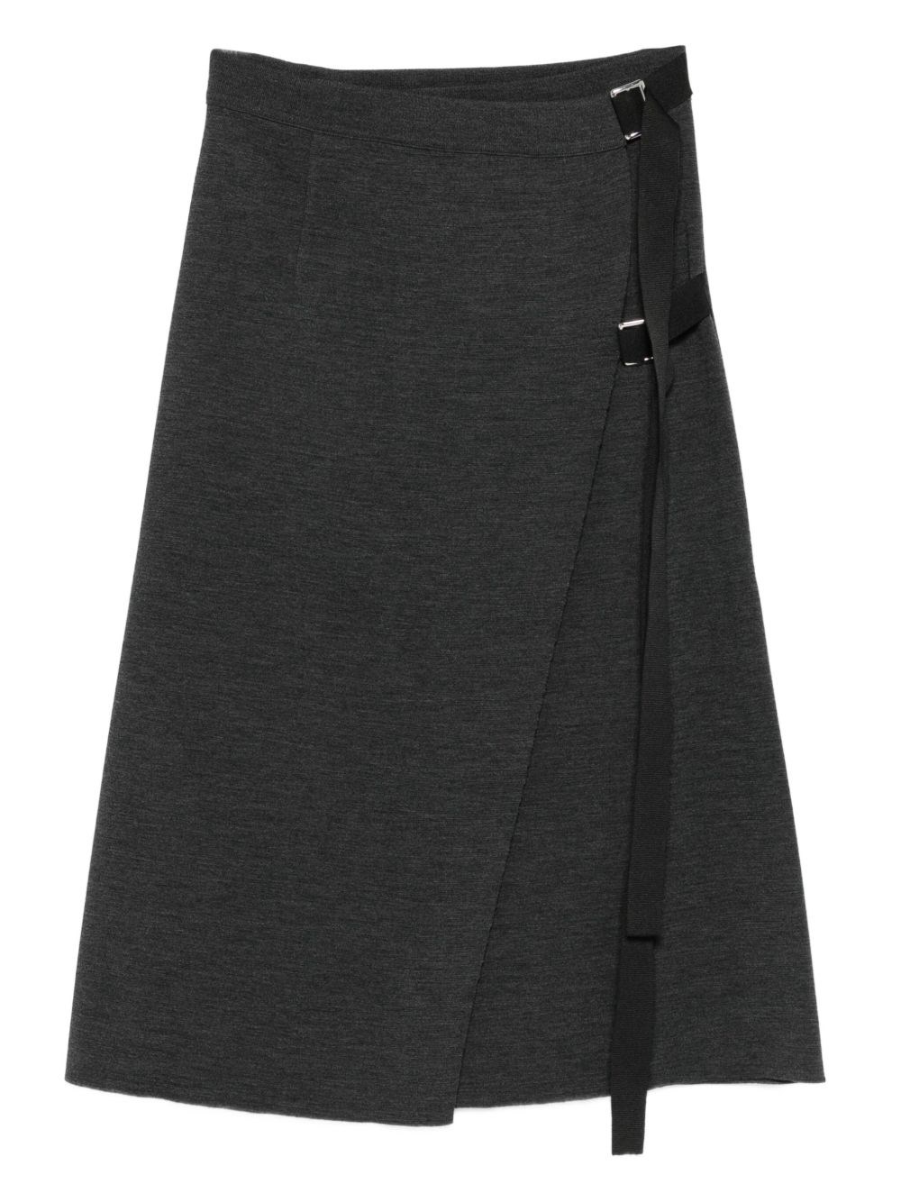 Mrz Buckle-fastening Wrap Midi Skirt In Black