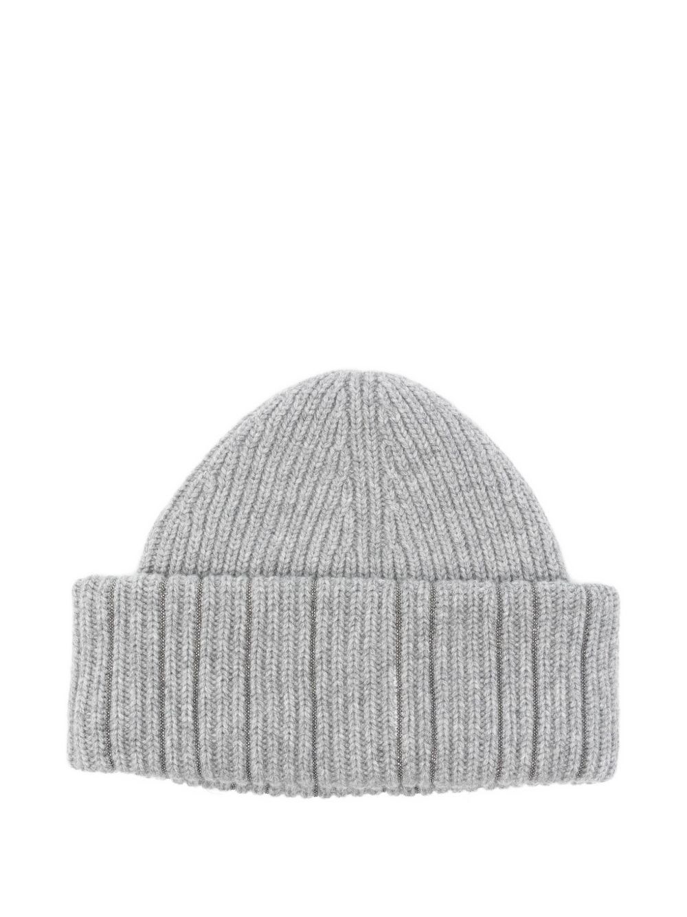 Fabiana Filippi Close-fitting Knit Beanie Featuring Metallic Detail In Gray
