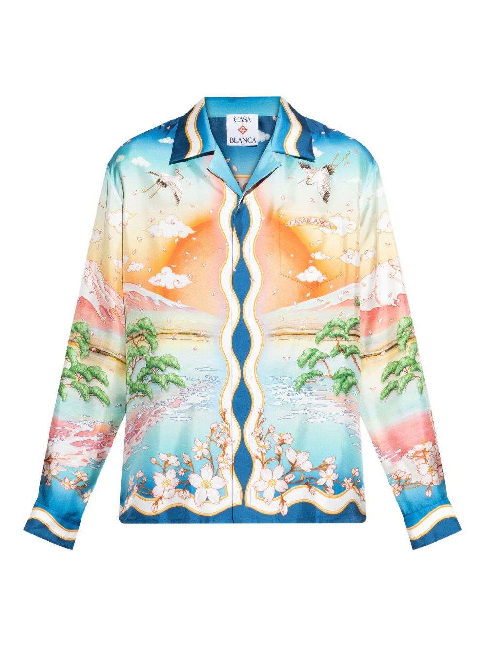 Casablanca Tennis Club Convertible-collar Printed Silk-twill Shirt In Multi