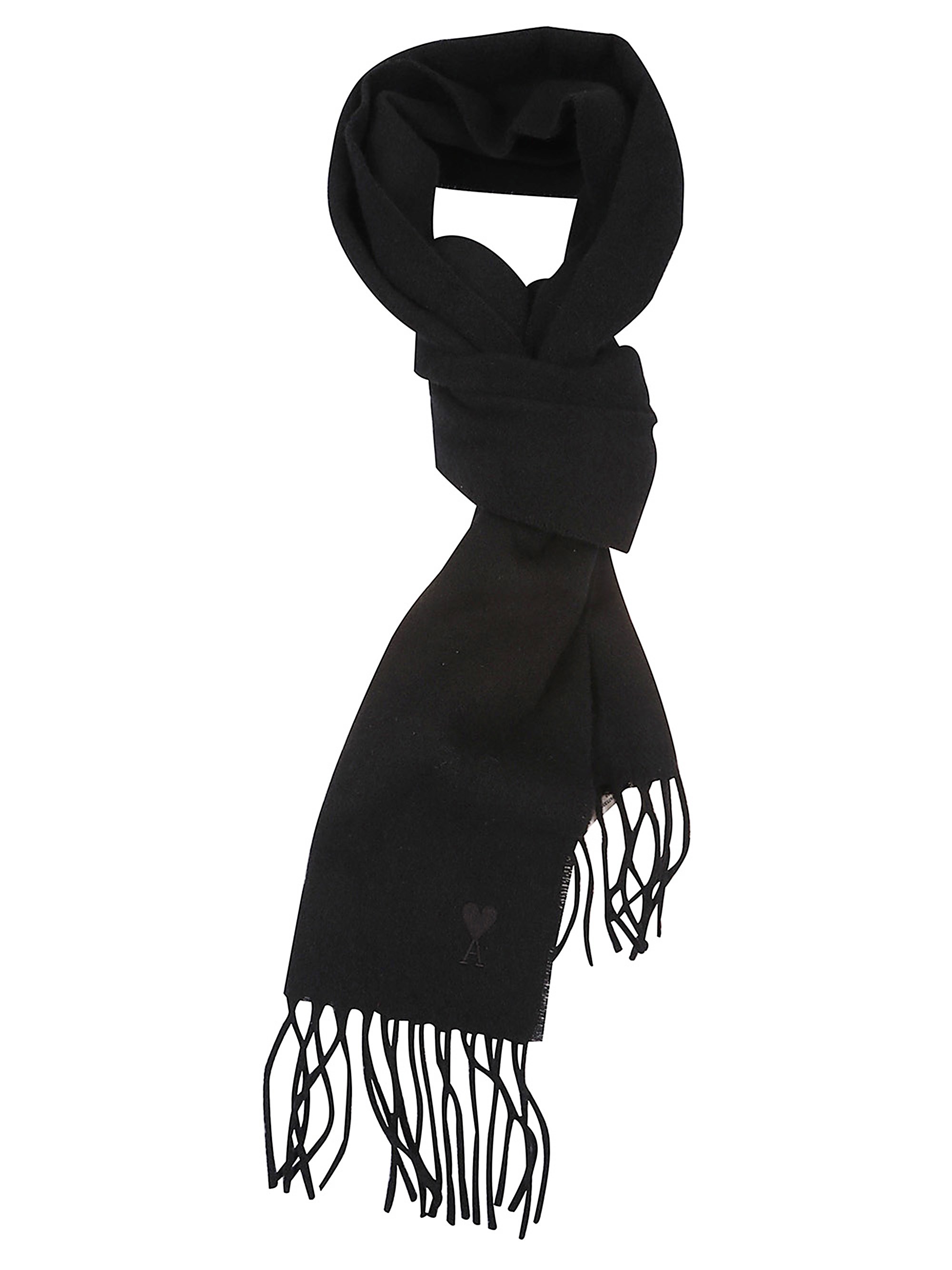 Scarf With Fringes And Logo - Ami Paris - Modalova