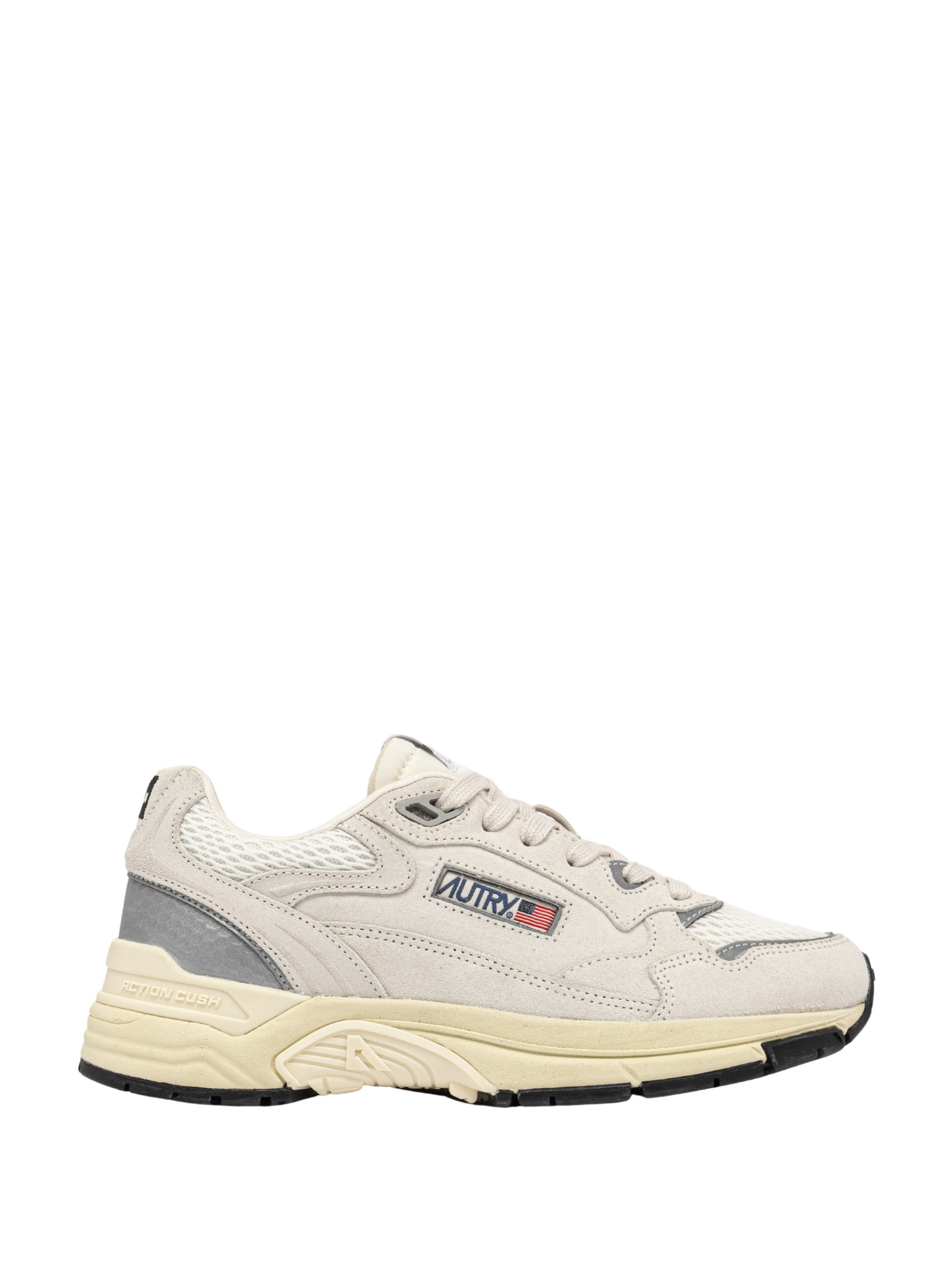 Autry White And Silver Leather Hyperway Sneakers In Neutral